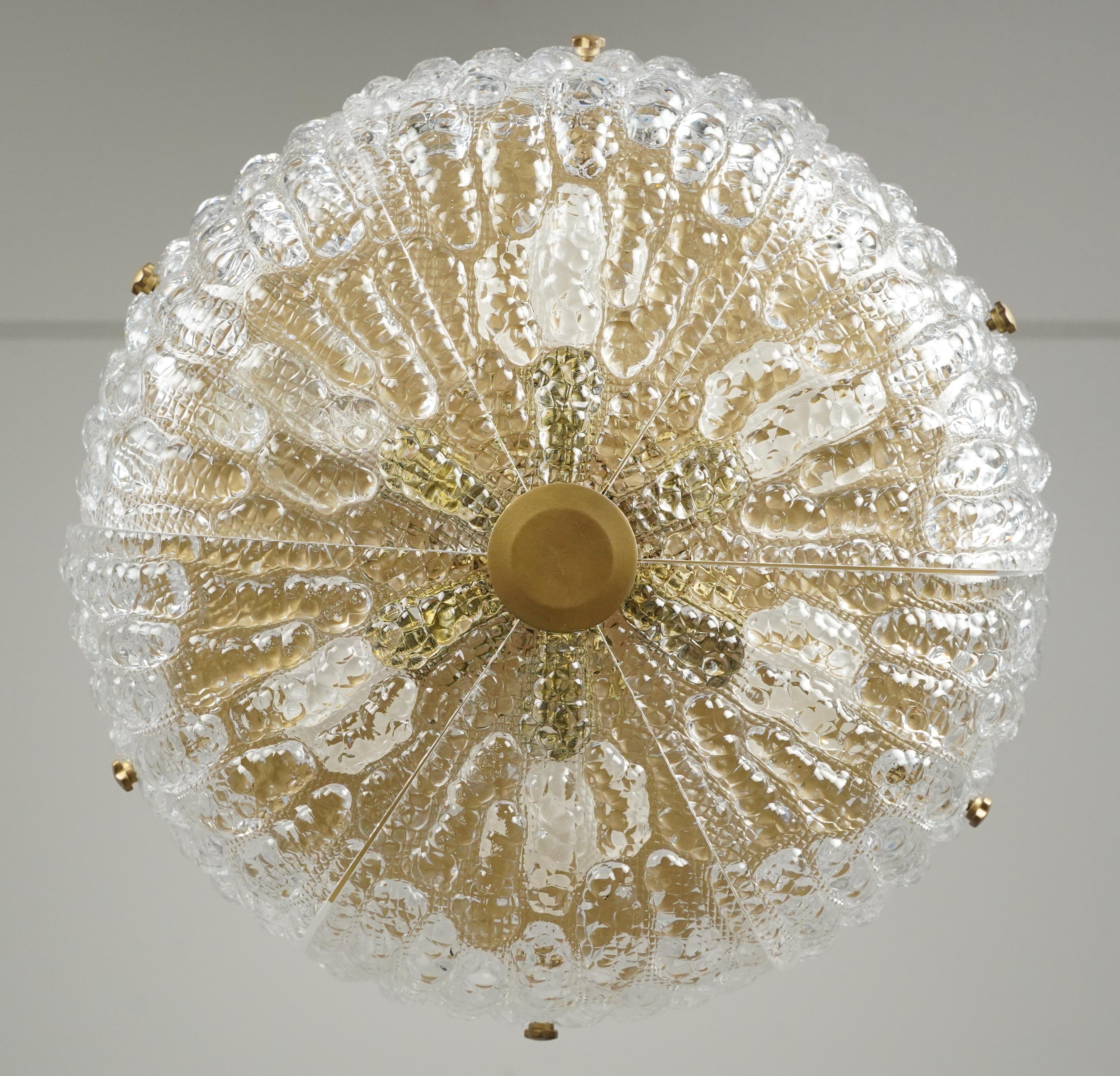 Swedish Mid-Century Crystal Orrefors Embassy Semi Flush Mount by Carl Fagerlund For Sale