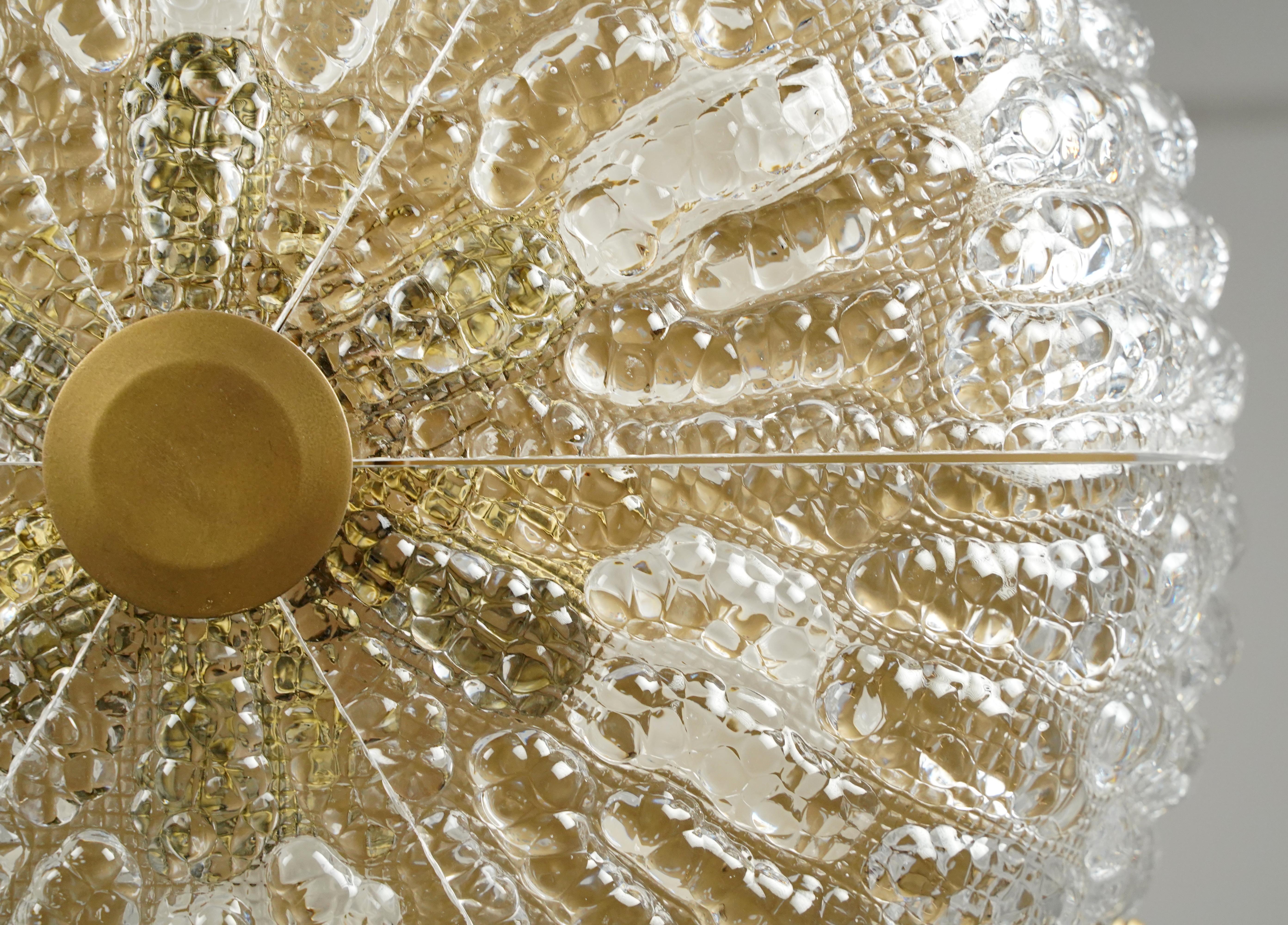 Brushed Mid-Century Crystal Orrefors Embassy Semi Flush Mount by Carl Fagerlund For Sale