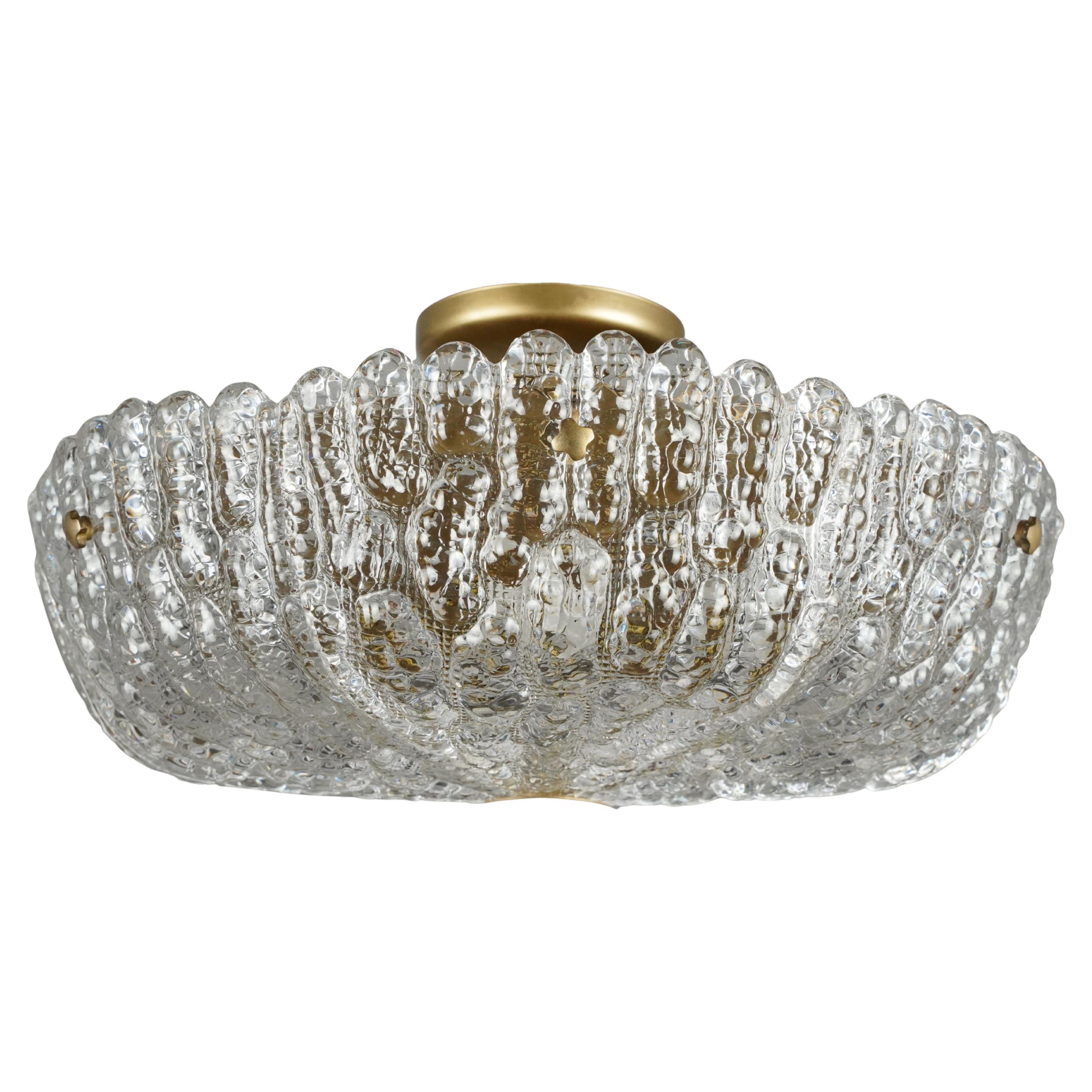 Mid-Century Crystal Orrefors Embassy Semi Flush Mount by Carl Fagerlund For Sale
