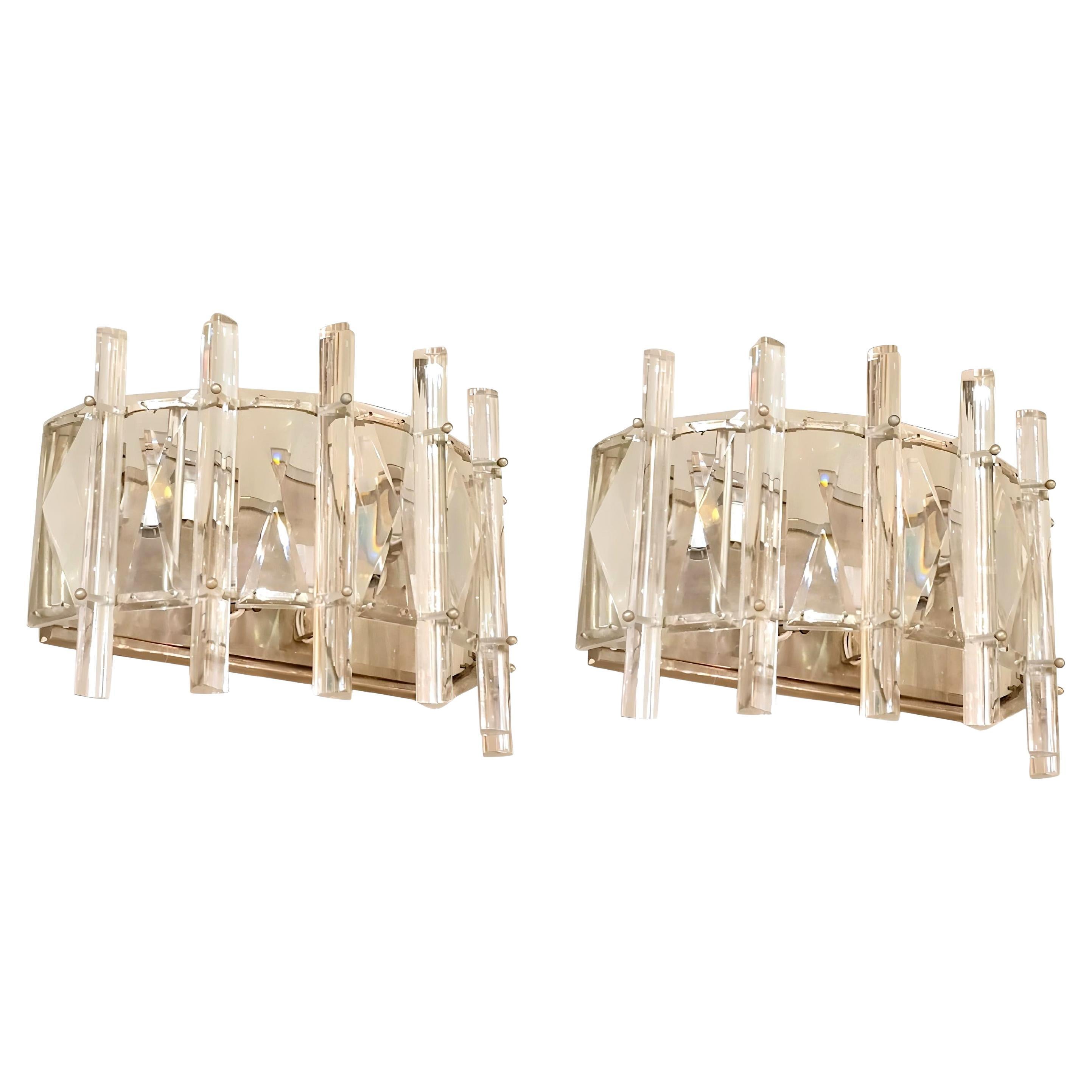 Mid-Century Modern Crystal Sconces - a pair
