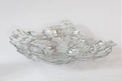 Mid Century Crystal Silver Glass Bowl, Italy, 1970s