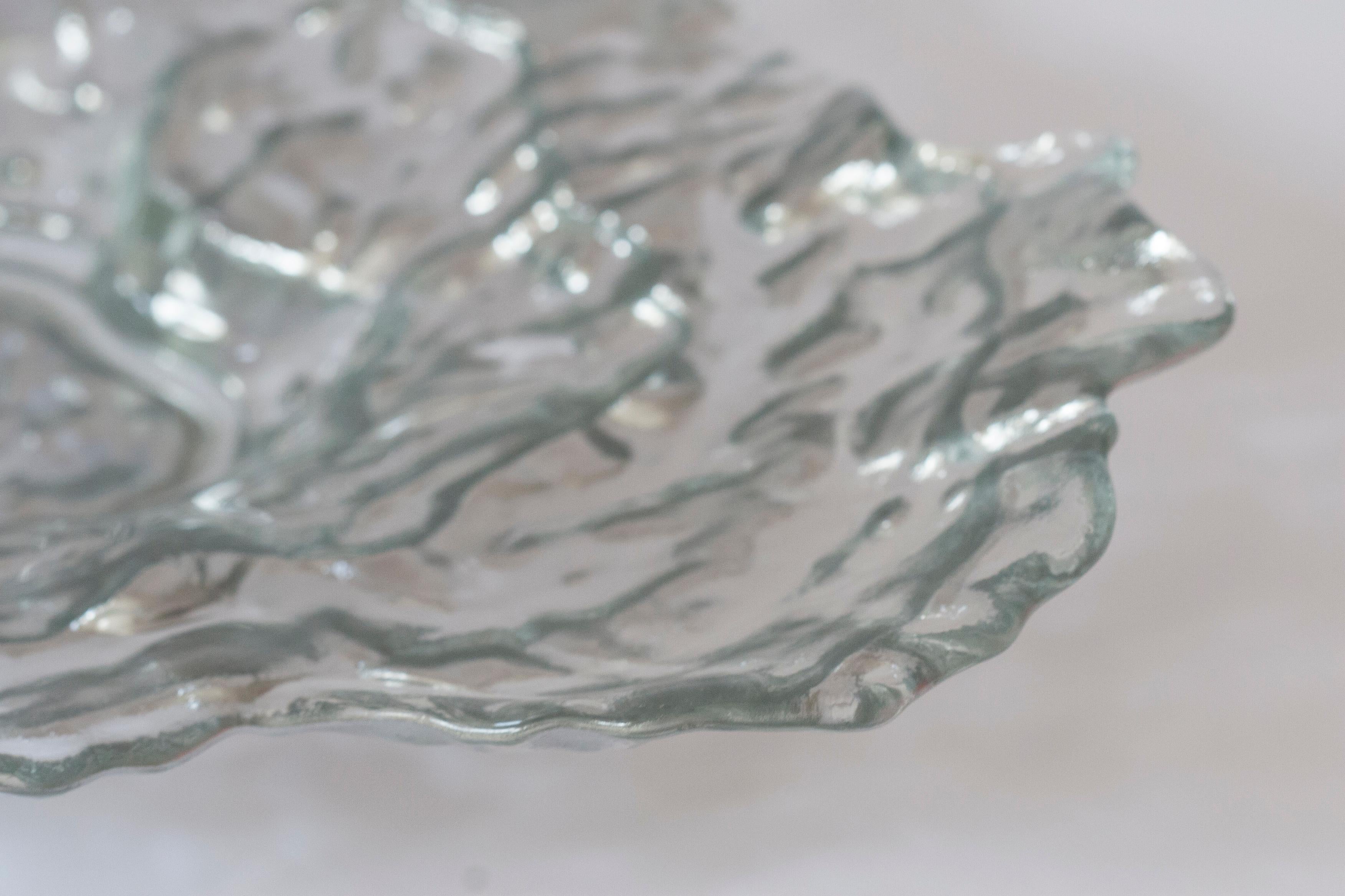 Mid Century Crystal Silver Glass Bowl, Italy, 1970s In Good Condition For Sale In 05-080 Hornowek, PL