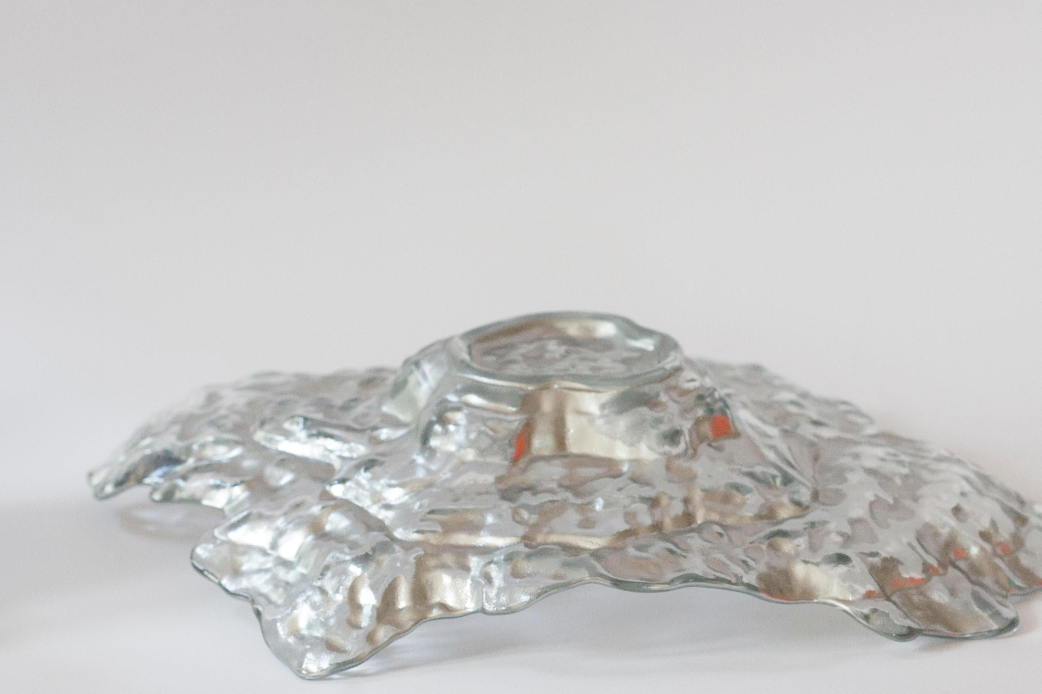 Mid Century Crystal Silver Glass Bowl, Italy, 1970s For Sale 2