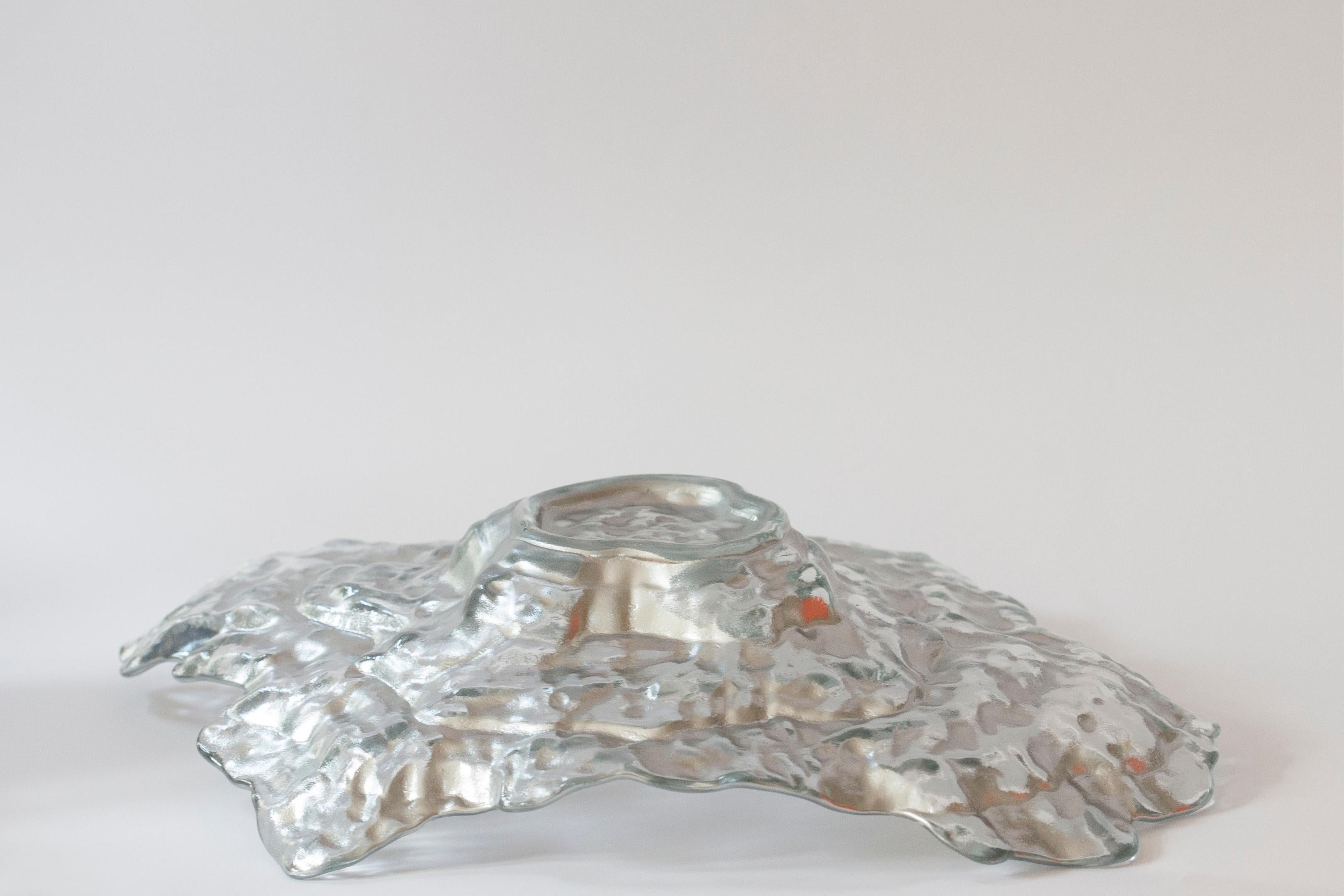 Mid Century Crystal Silver Glass Bowl, Italy, 1970s For Sale 3