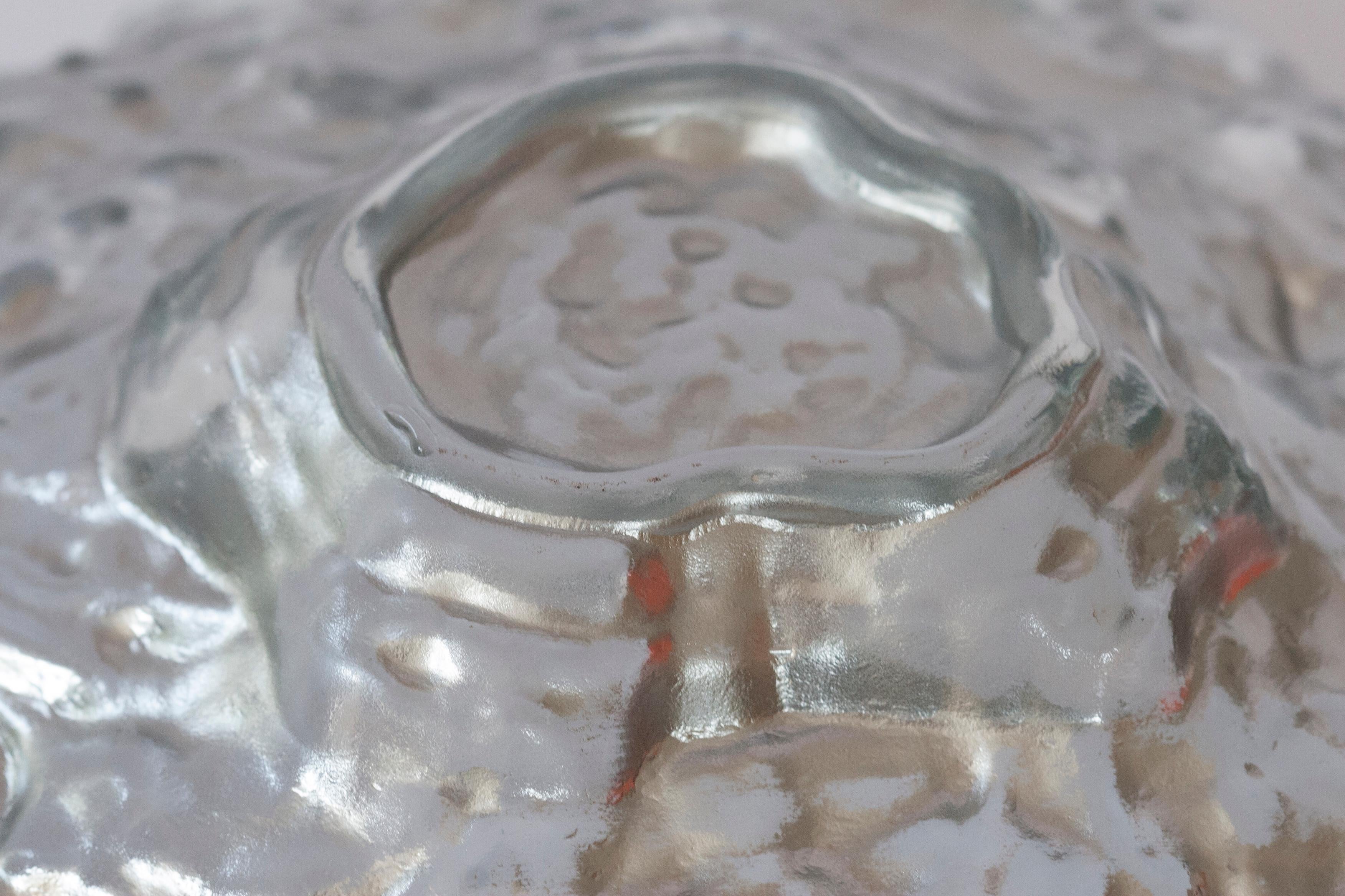 Mid Century Crystal Silver Glass Bowl, Italy, 1970s For Sale 4