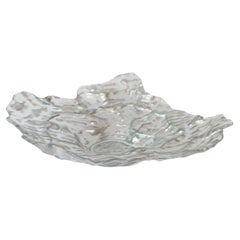 Mid Century Crystal Silver Glass Bowl, Italy, 1970s