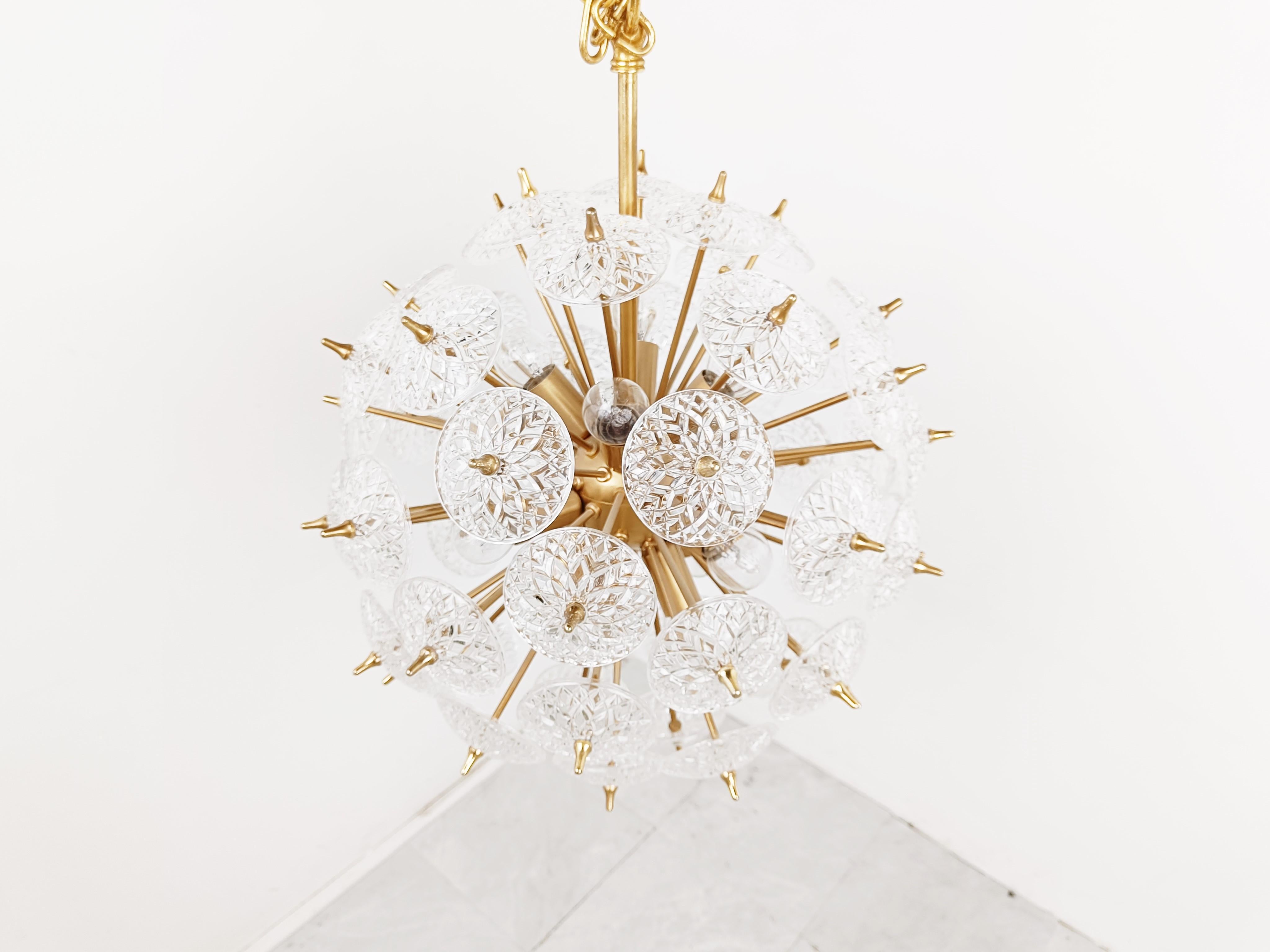 Mid century crystal sputnik chandelier by Val saint lambert, 1960s 3