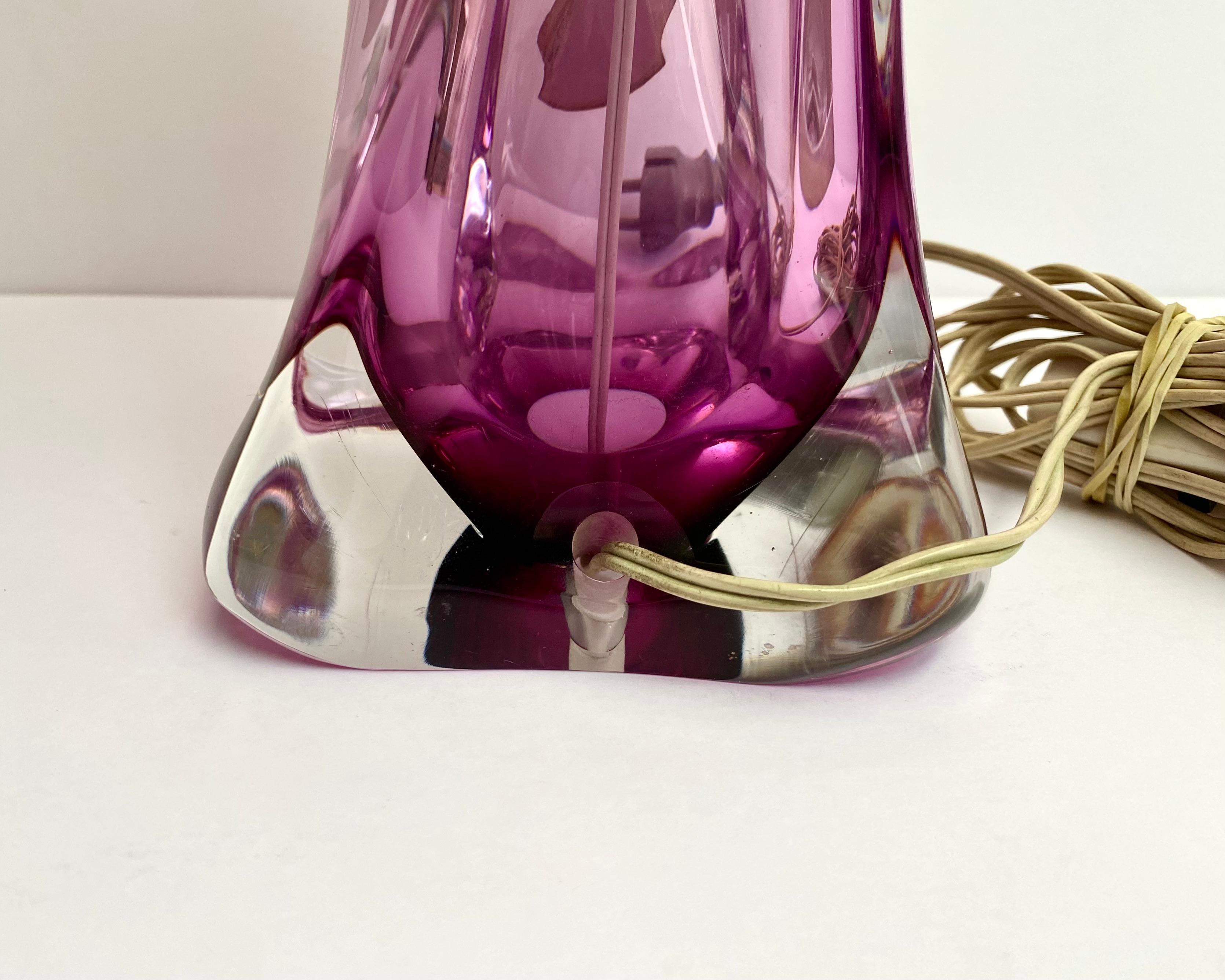 Cristal Lampe de bureau belge du milieu du siècle dernier du Val Saint Lambert, années 1960 en vente