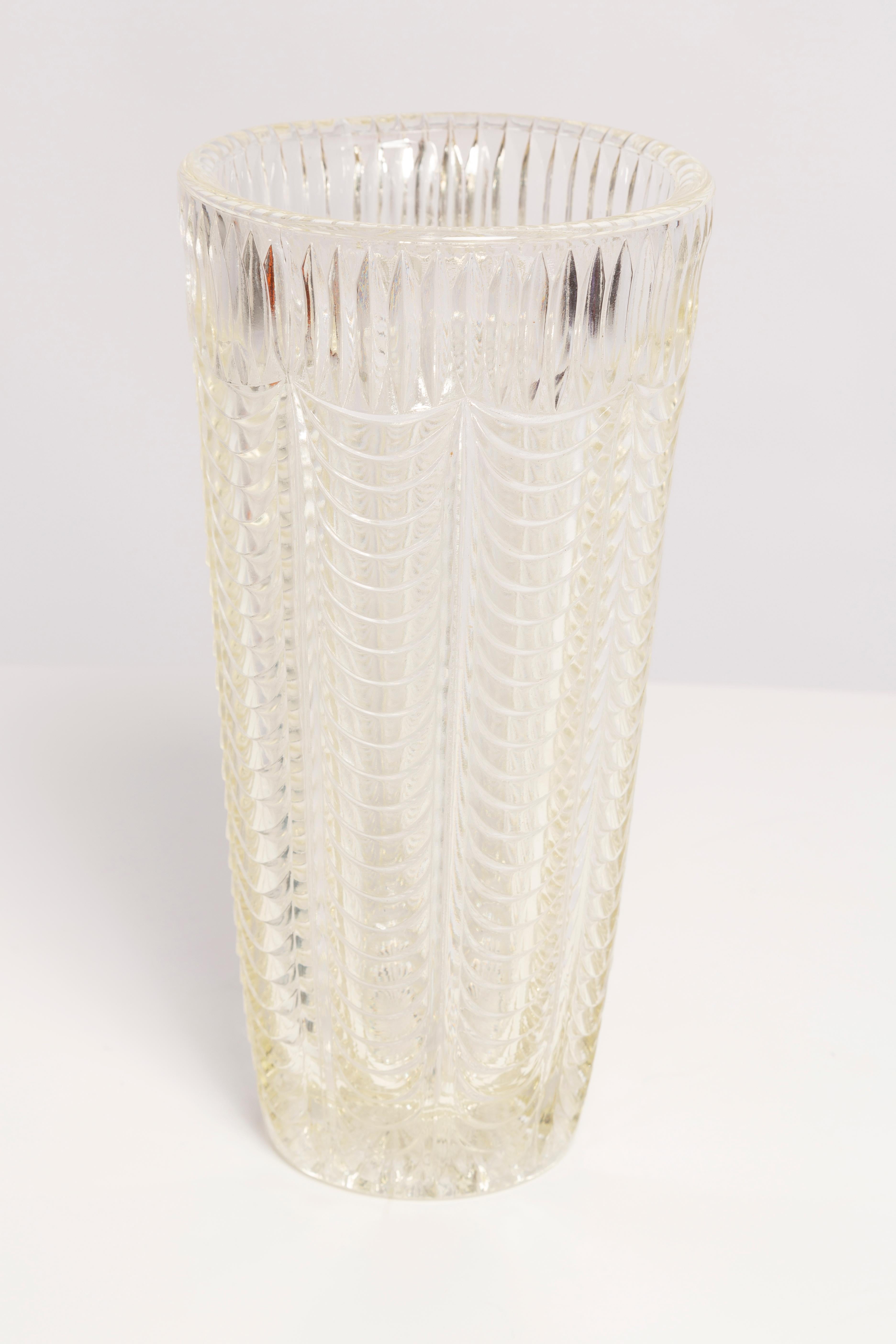 Mid-Century Modern Mid-Century Crystal Transparent Vase, Italy, 1960s For Sale