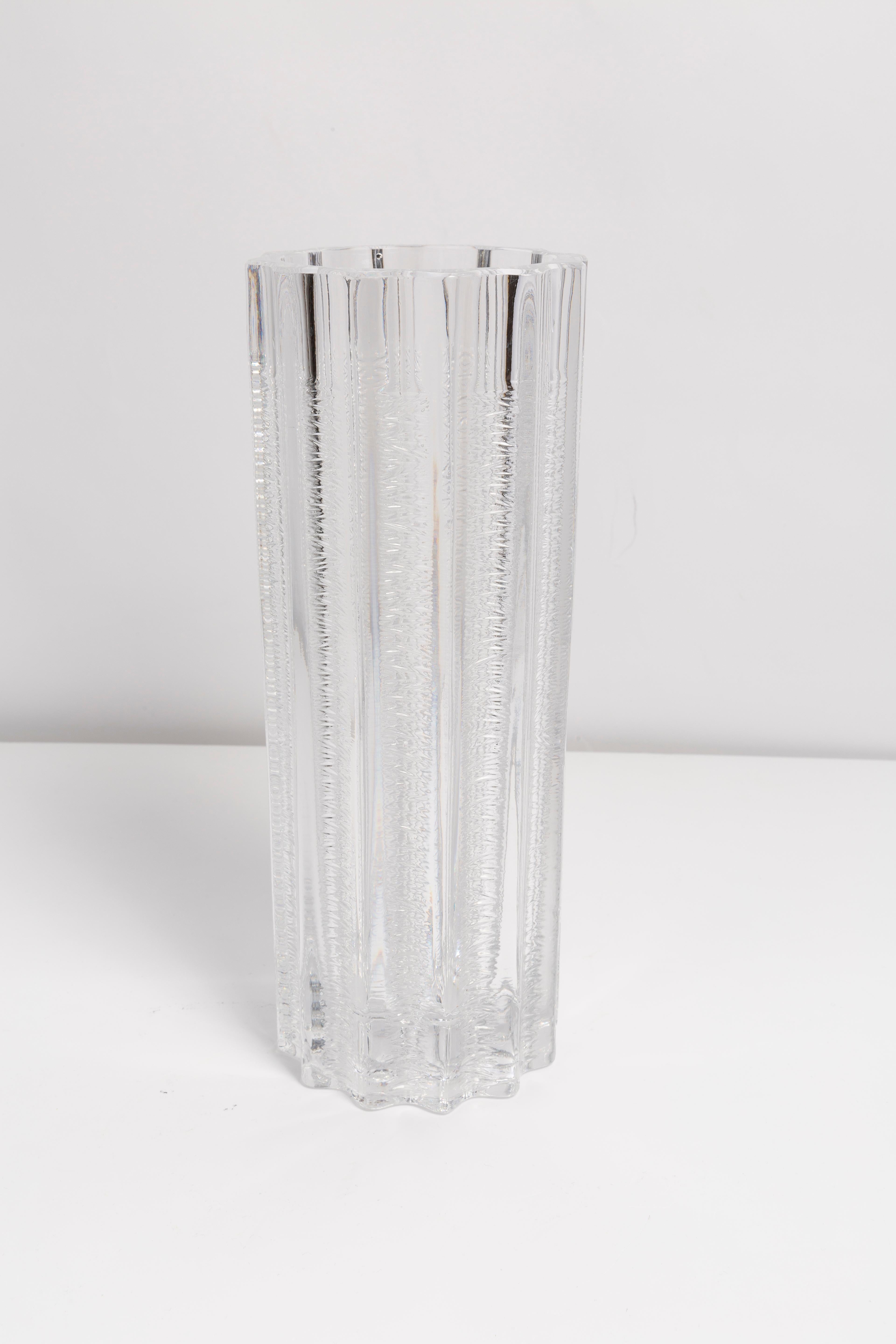 Czech Mid Century Crystal Transparent Vase, Italy, 1960s For Sale