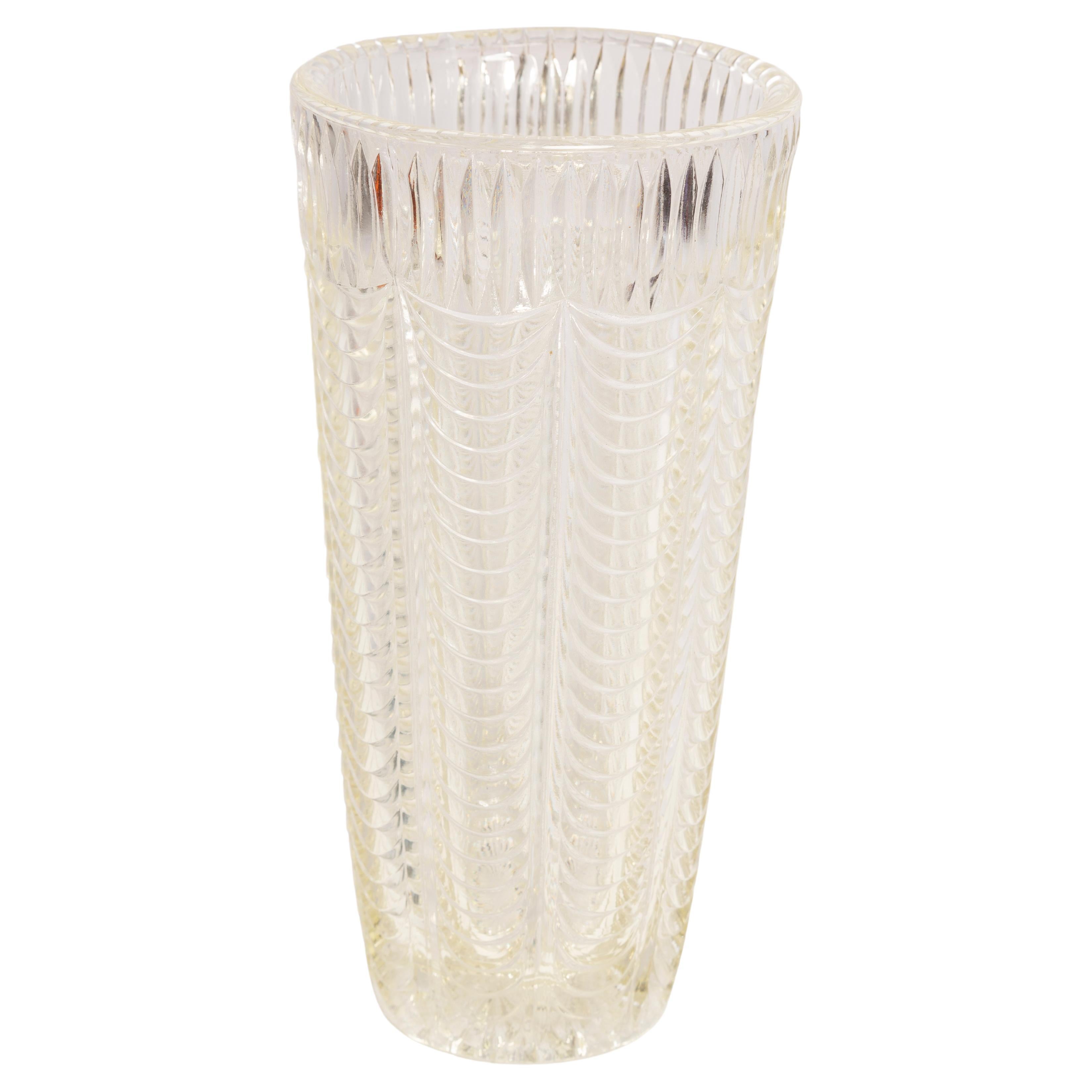 Mid-Century Crystal Transparent Vase, Italy, 1960s For Sale