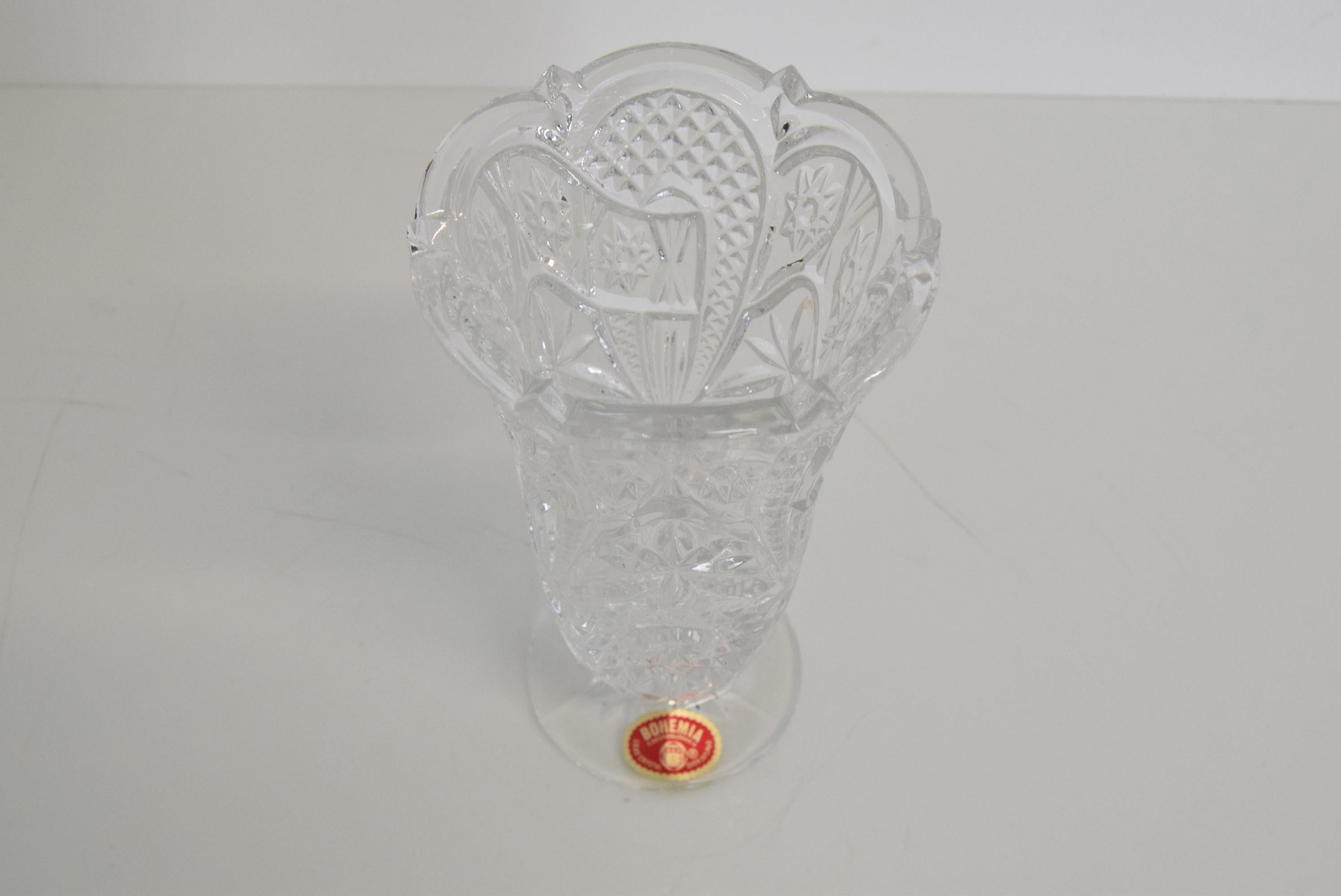 Mid-Century Modern Mid-Century Crystal Vase, Bohemia, 1950's For Sale