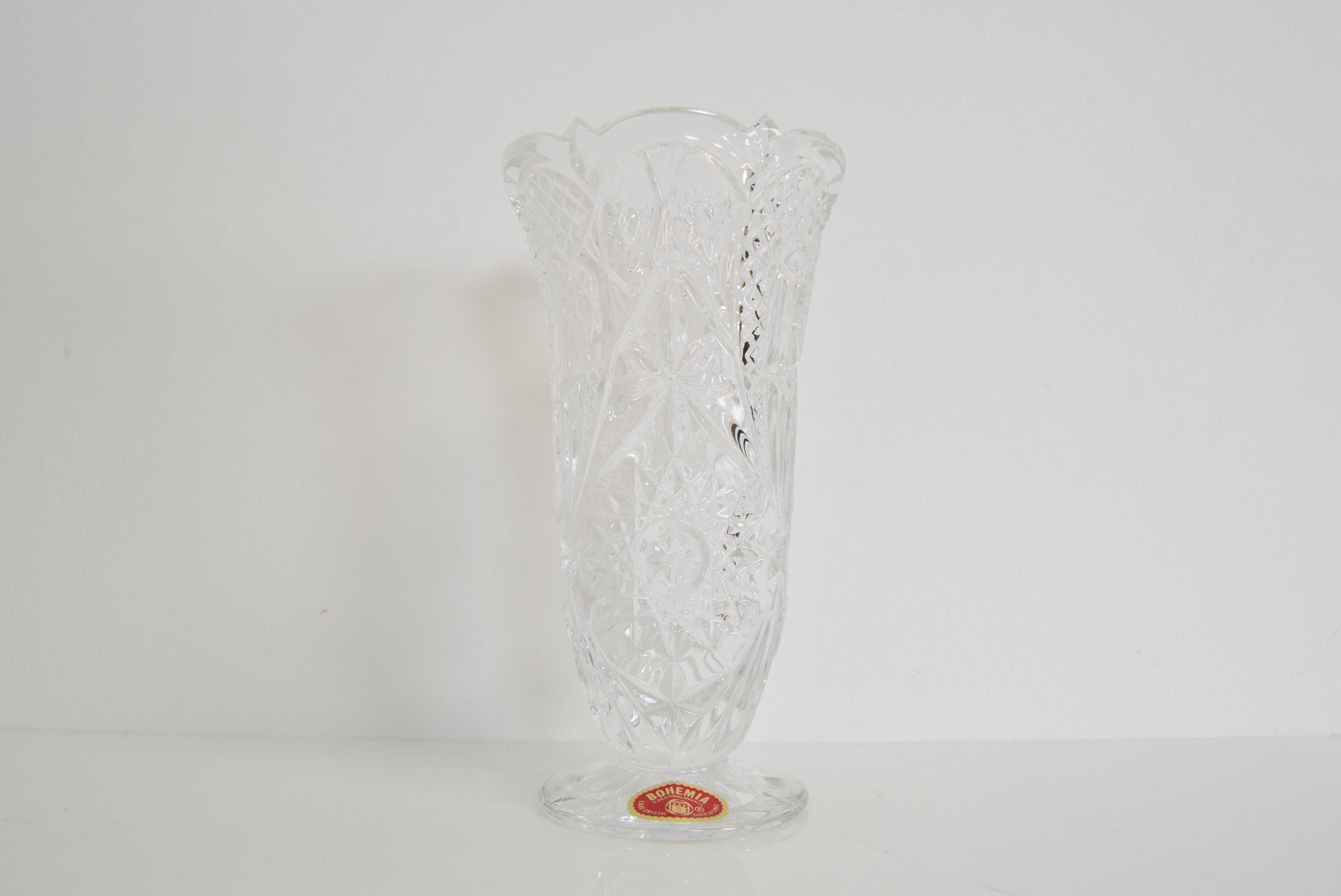 Mid-Century Crystal Vase, Bohemia, 1950's In Good Condition For Sale In Praha, CZ