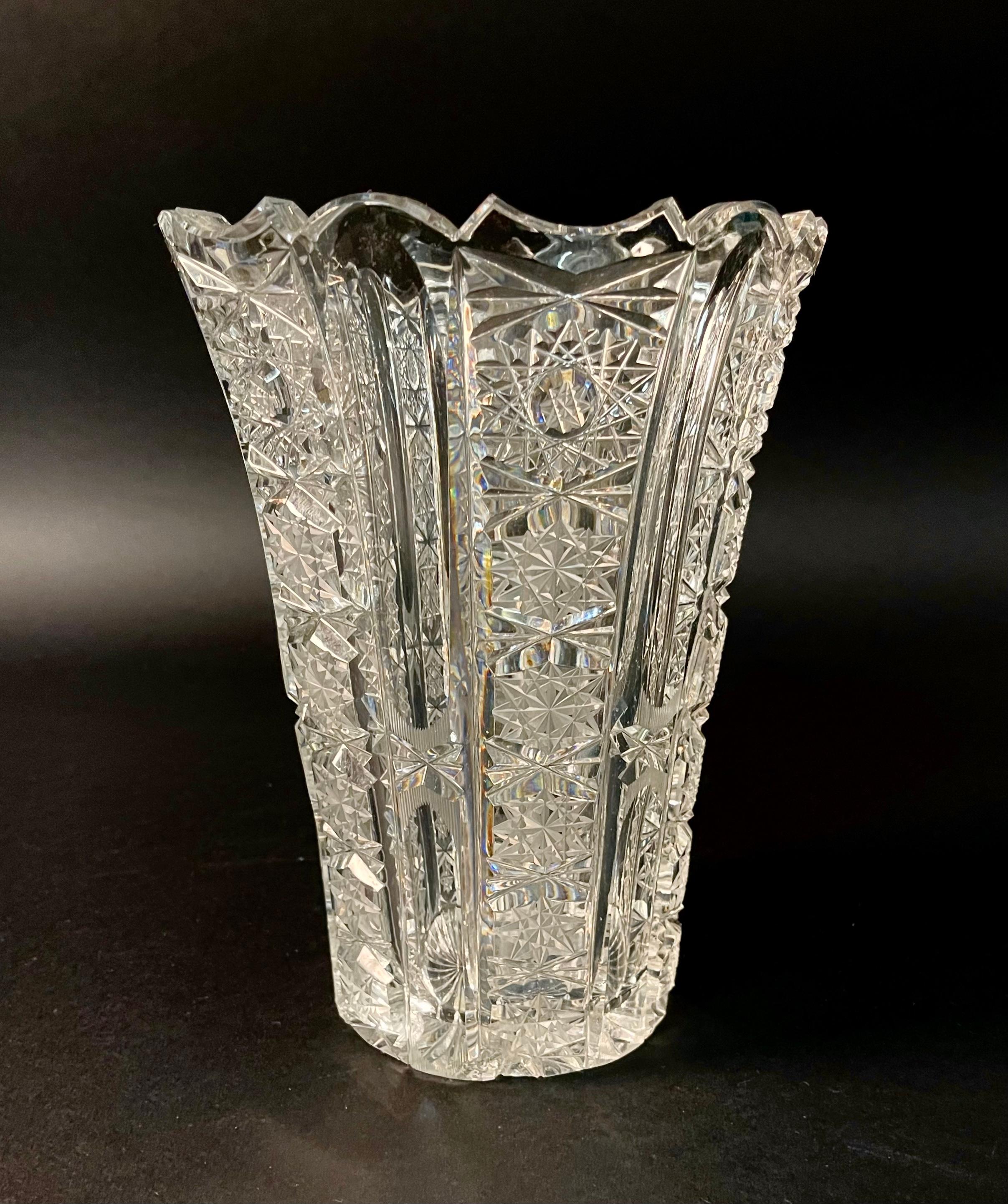 Mid-Century Kristall Vase Französisch Baccarat Stil