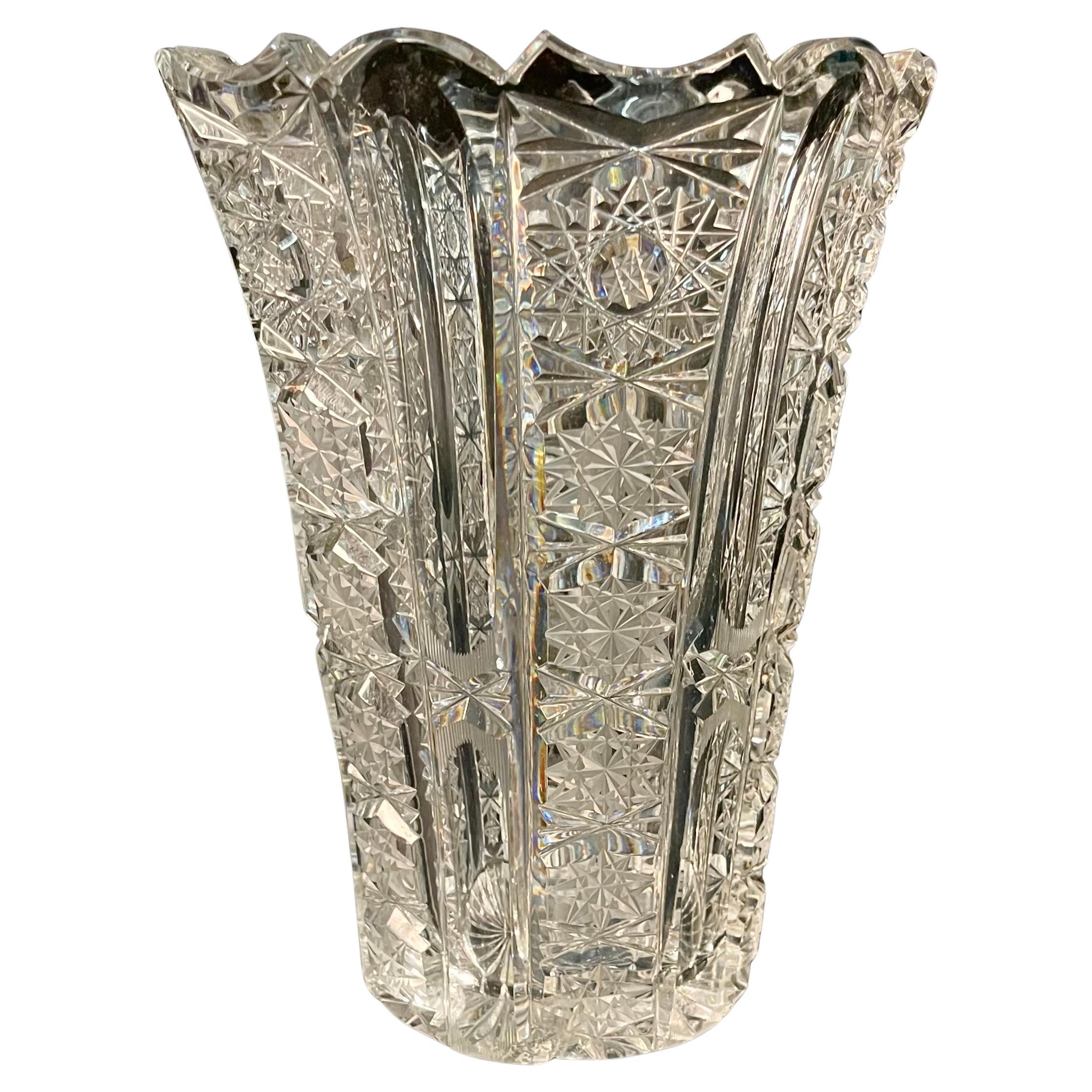 Mid-Century Crystal Vase French Baccarat Style