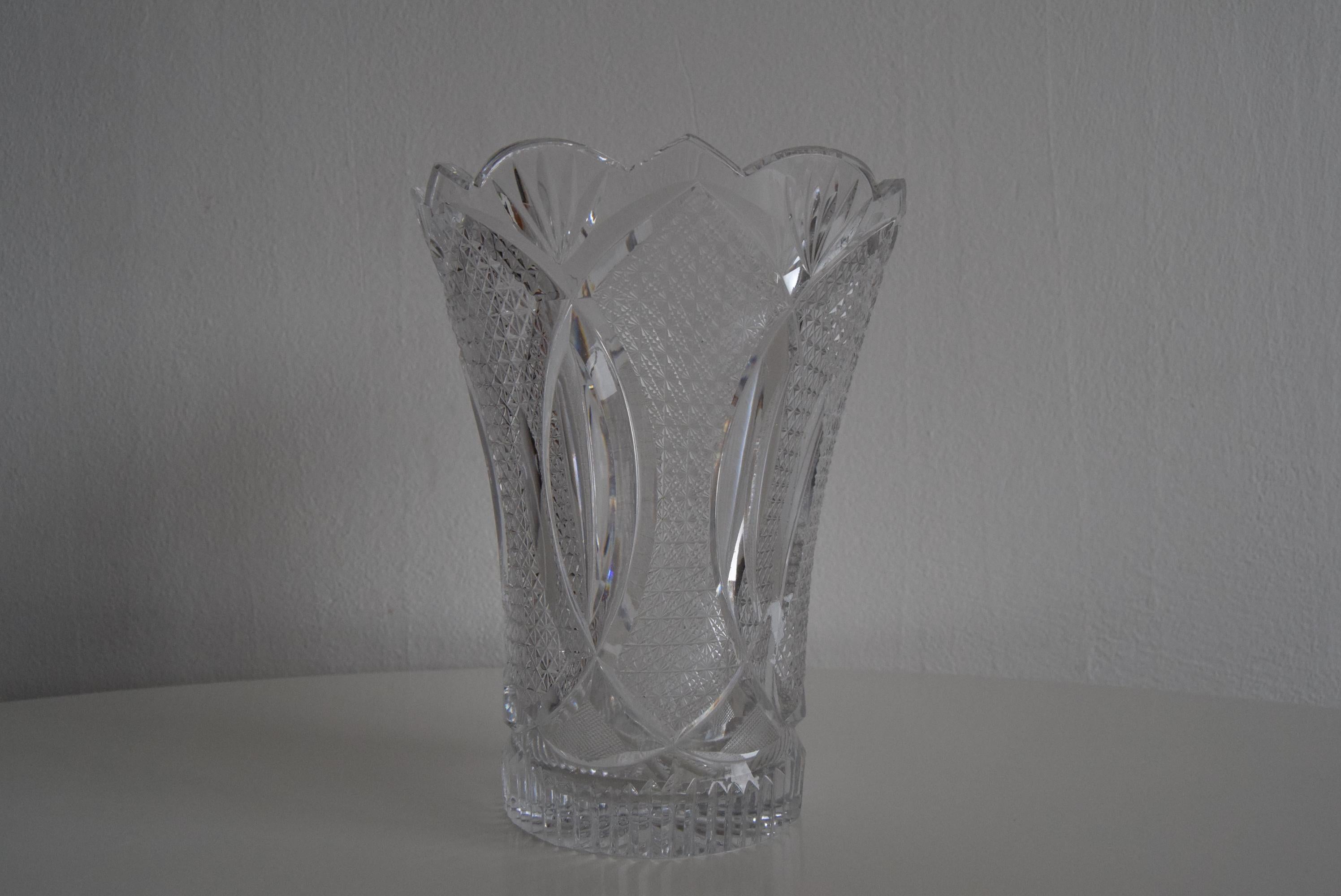 Mid-Century Modern Mid-century Crystal Vase, Glasswork Novy Bor, 1960's.  For Sale