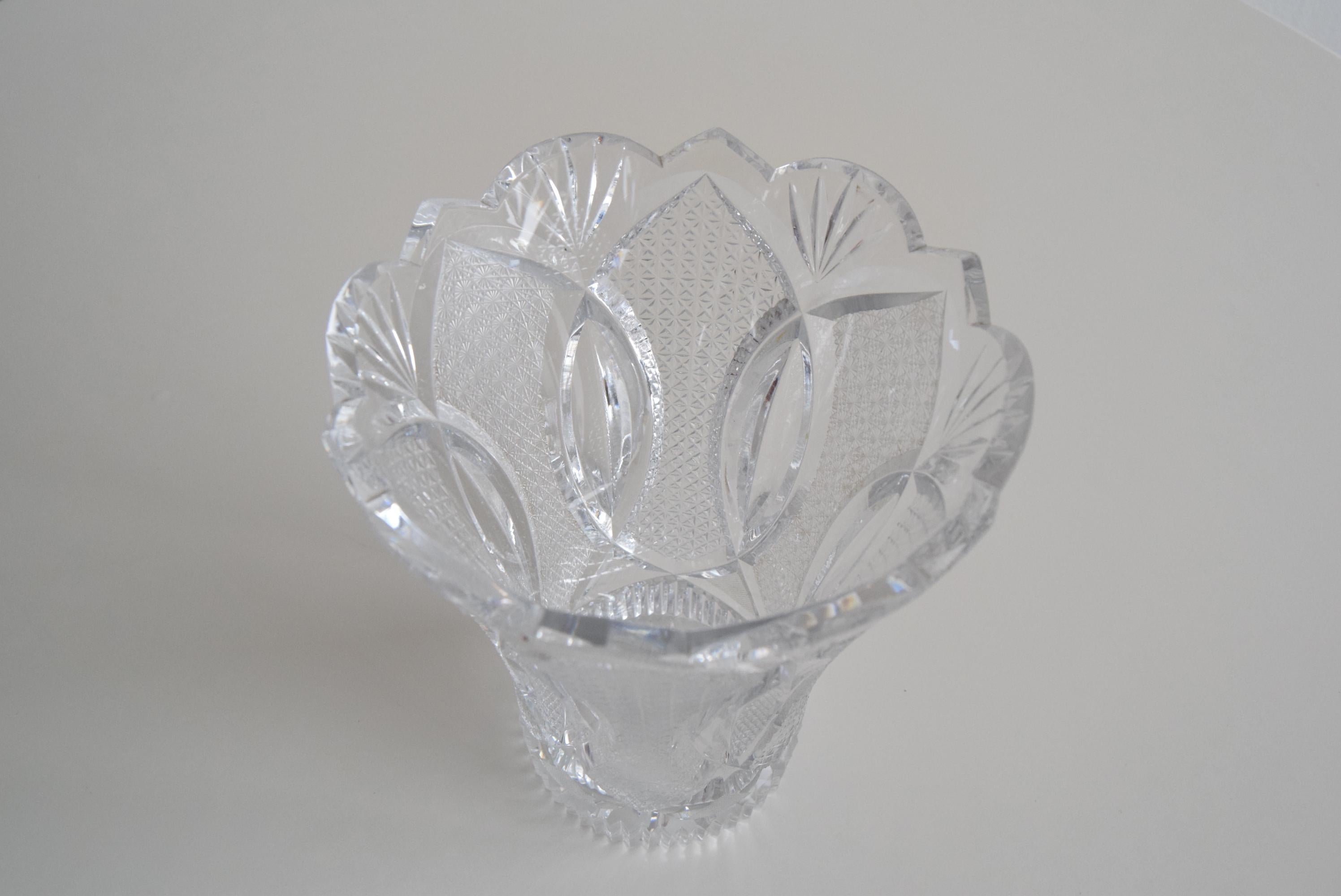Czech Mid-century Crystal Vase, Glasswork Novy Bor, 1960's.  For Sale