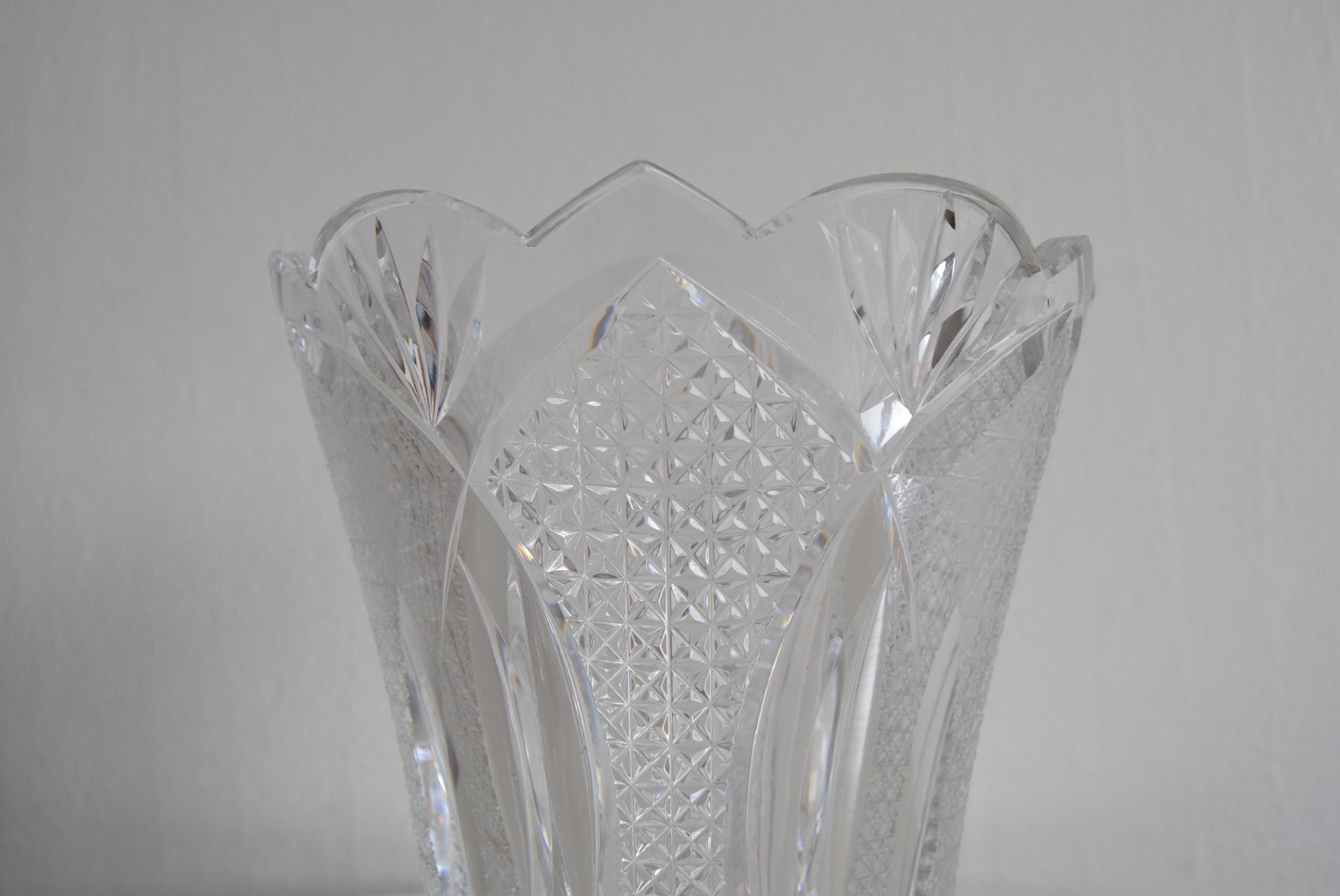 Mid-20th Century Mid-century Crystal Vase, Glasswork Novy Bor, 1960's.  For Sale