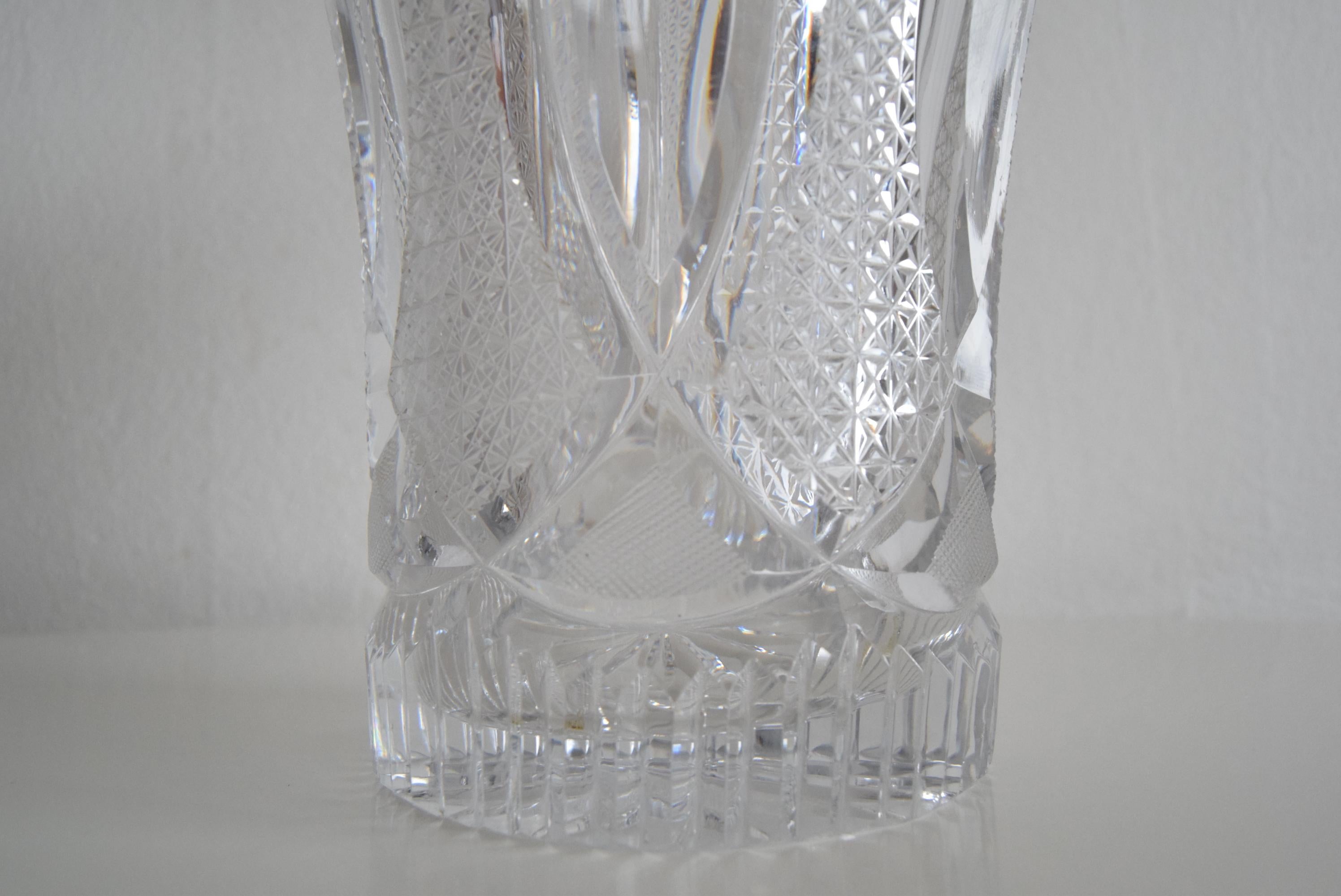 Mid-century Crystal Vase, Glasswork Novy Bor, 1960's.  For Sale 3