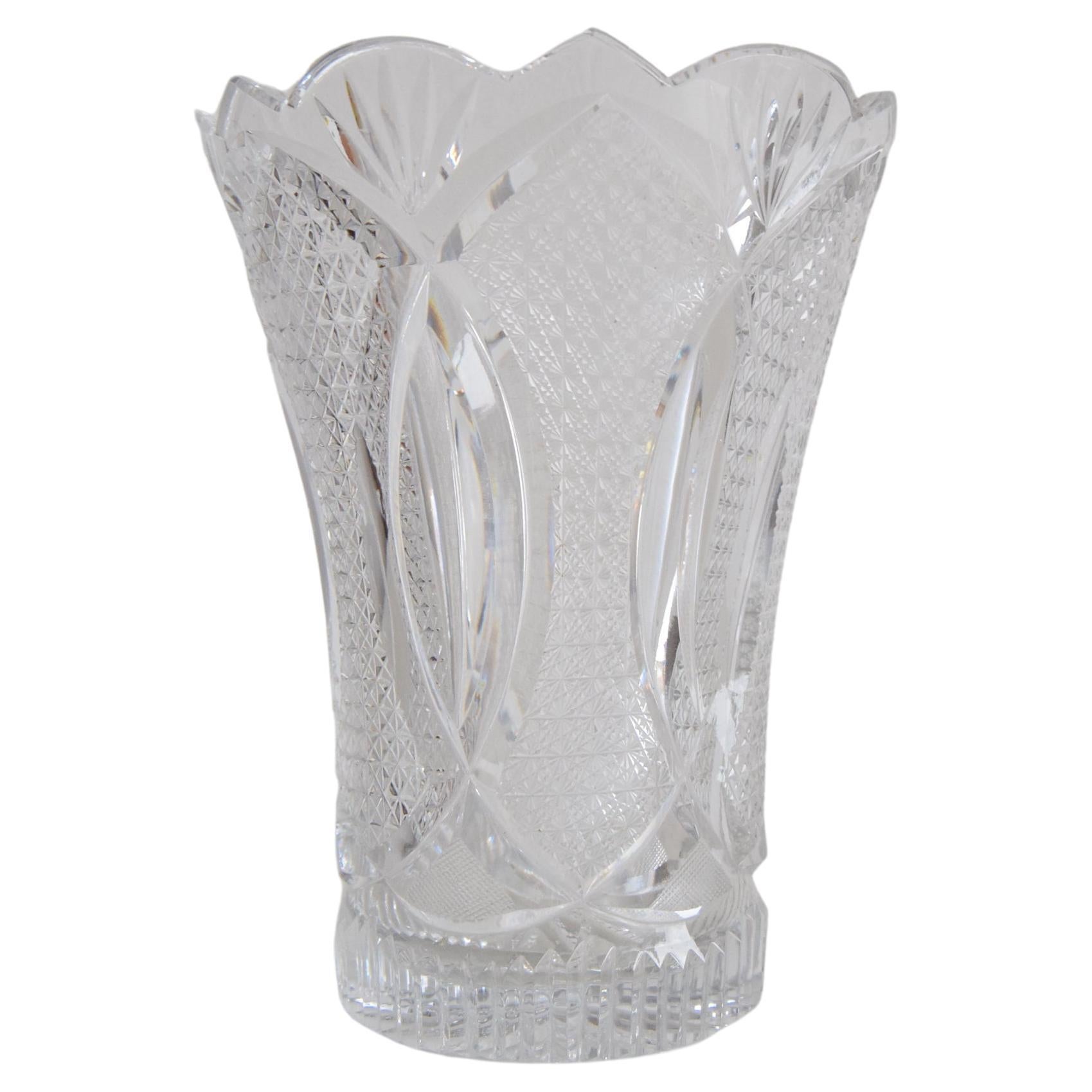 Mid-century Crystal Vase, Glasswork Novy Bor, 1960's.  For Sale