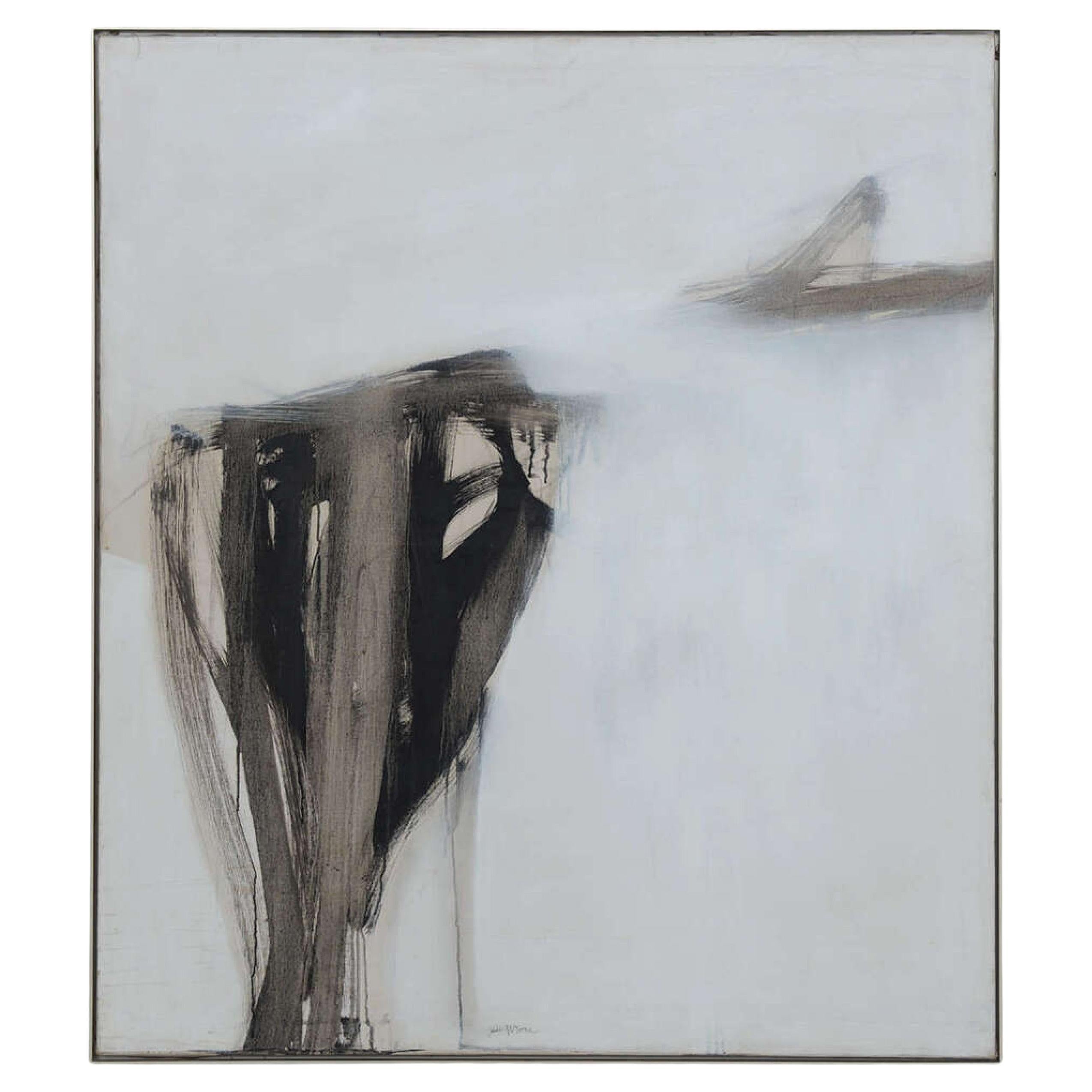 Mid-Century Cuban Framed Abstract Oil Painting on Canvas For Sale