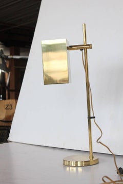 Midcentury Cube Brass Desk or Table Lamp by Koch & Lowy