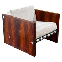 Sedia a cubo di metà secolo di Jack Cartwright per Founders, palissandro + cromo