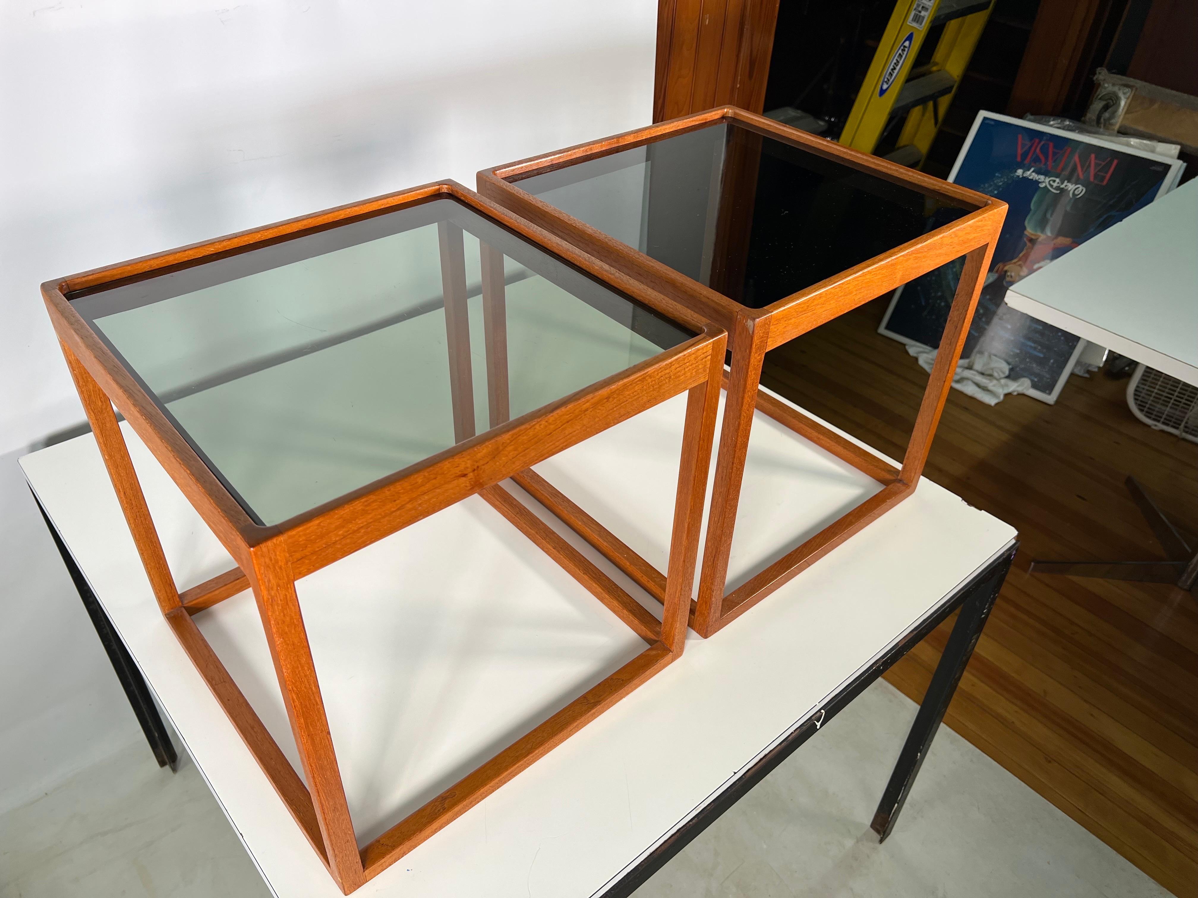 Mid Century Cube Side Tables by Kai Kristiansen, a Pair 5