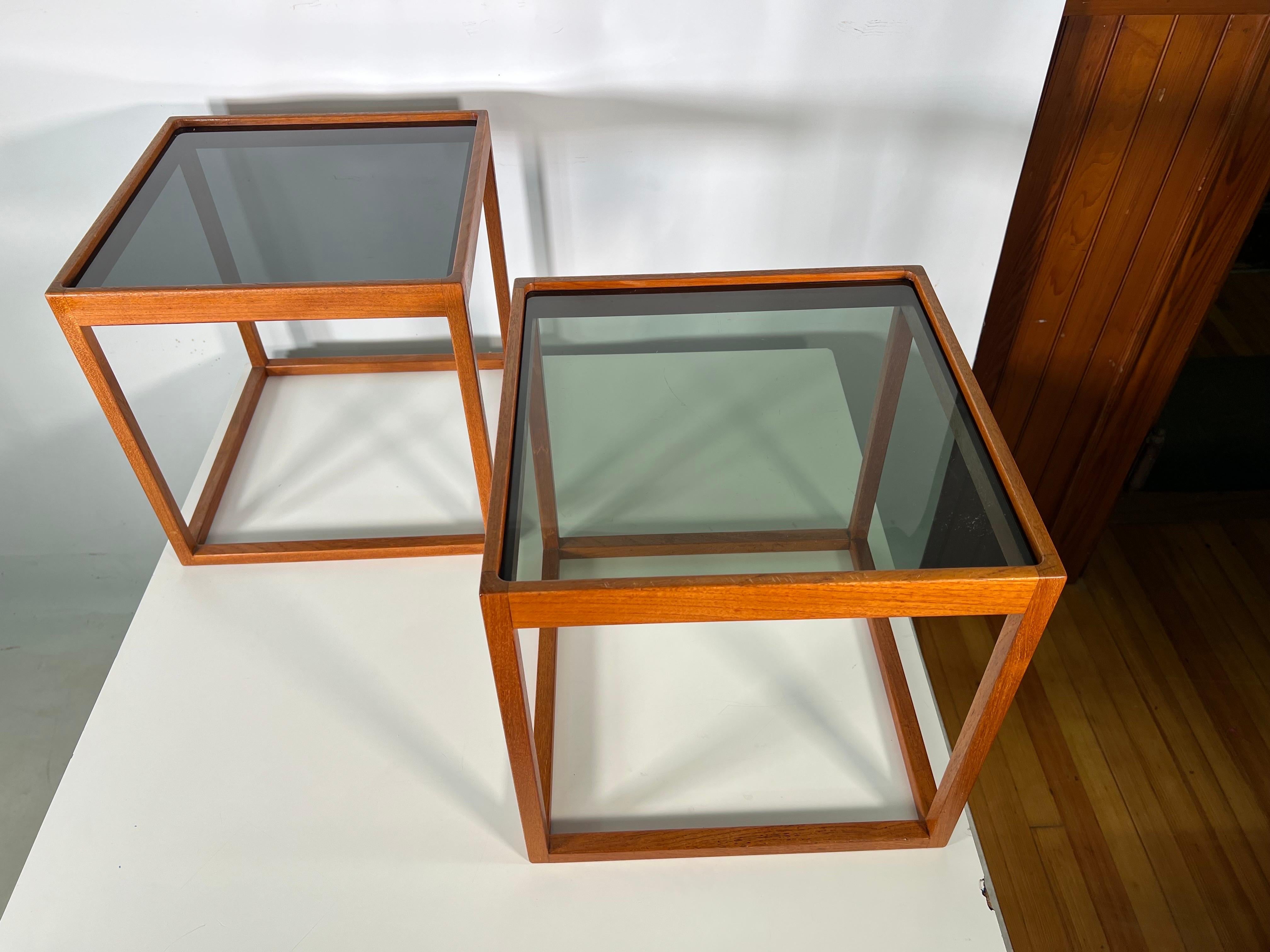 Mid-Century Modern Mid Century Cube Side Tables by Kai Kristiansen, a Pair For Sale