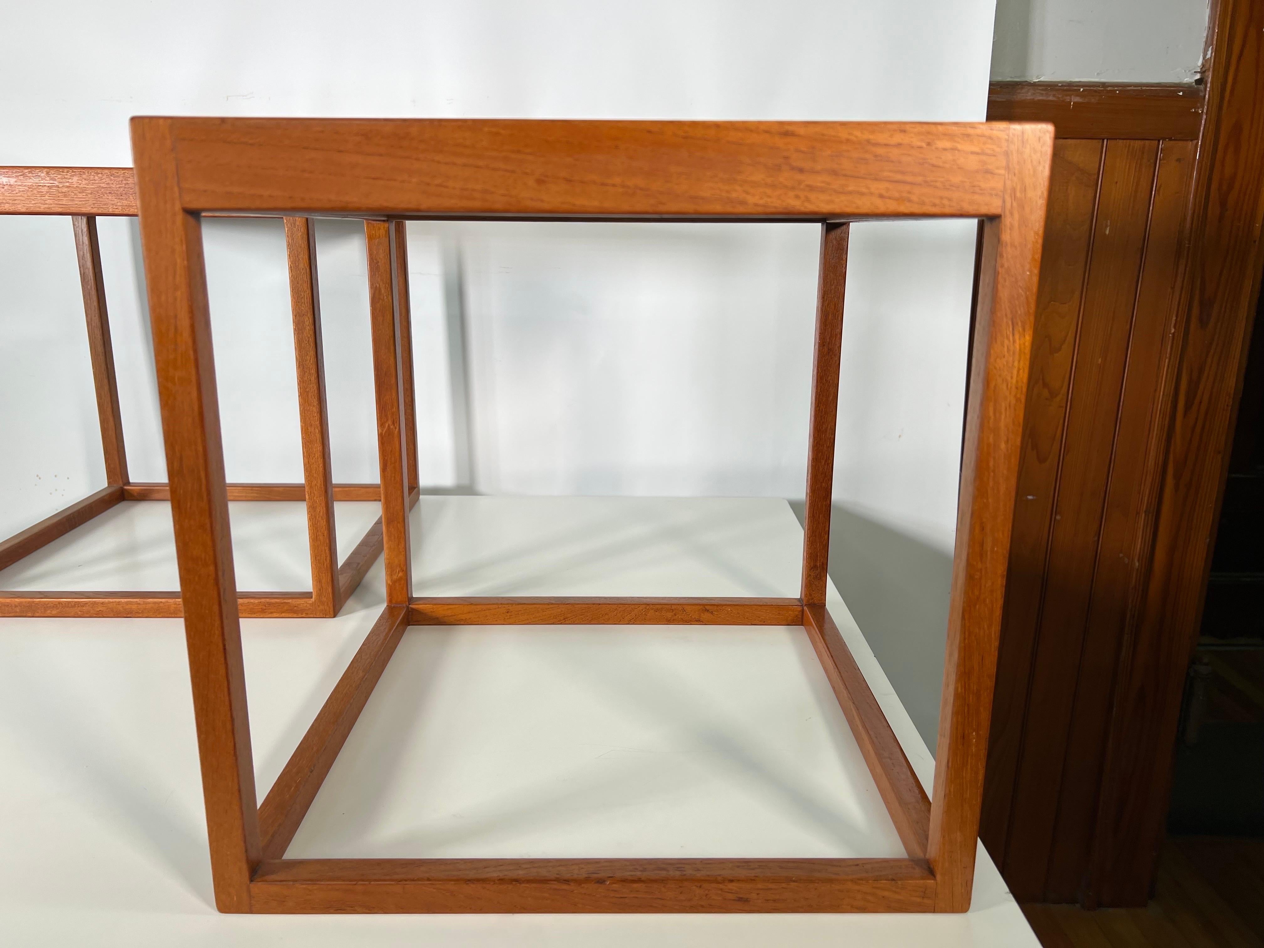 Mid-Century Modern Mid Century Cube Side Tables by Kai Kristiansen, a Pair For Sale