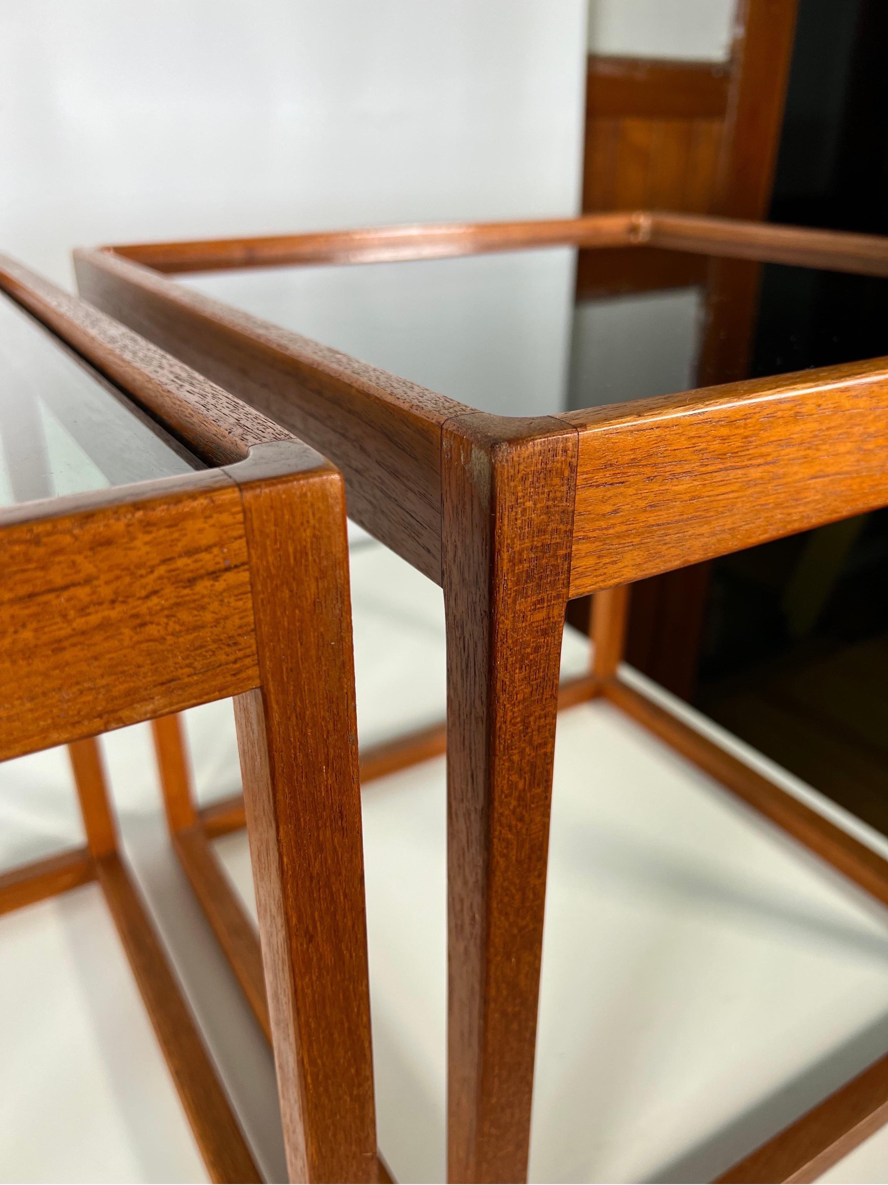 Teak Mid Century Cube Side Tables by Kai Kristiansen, a Pair