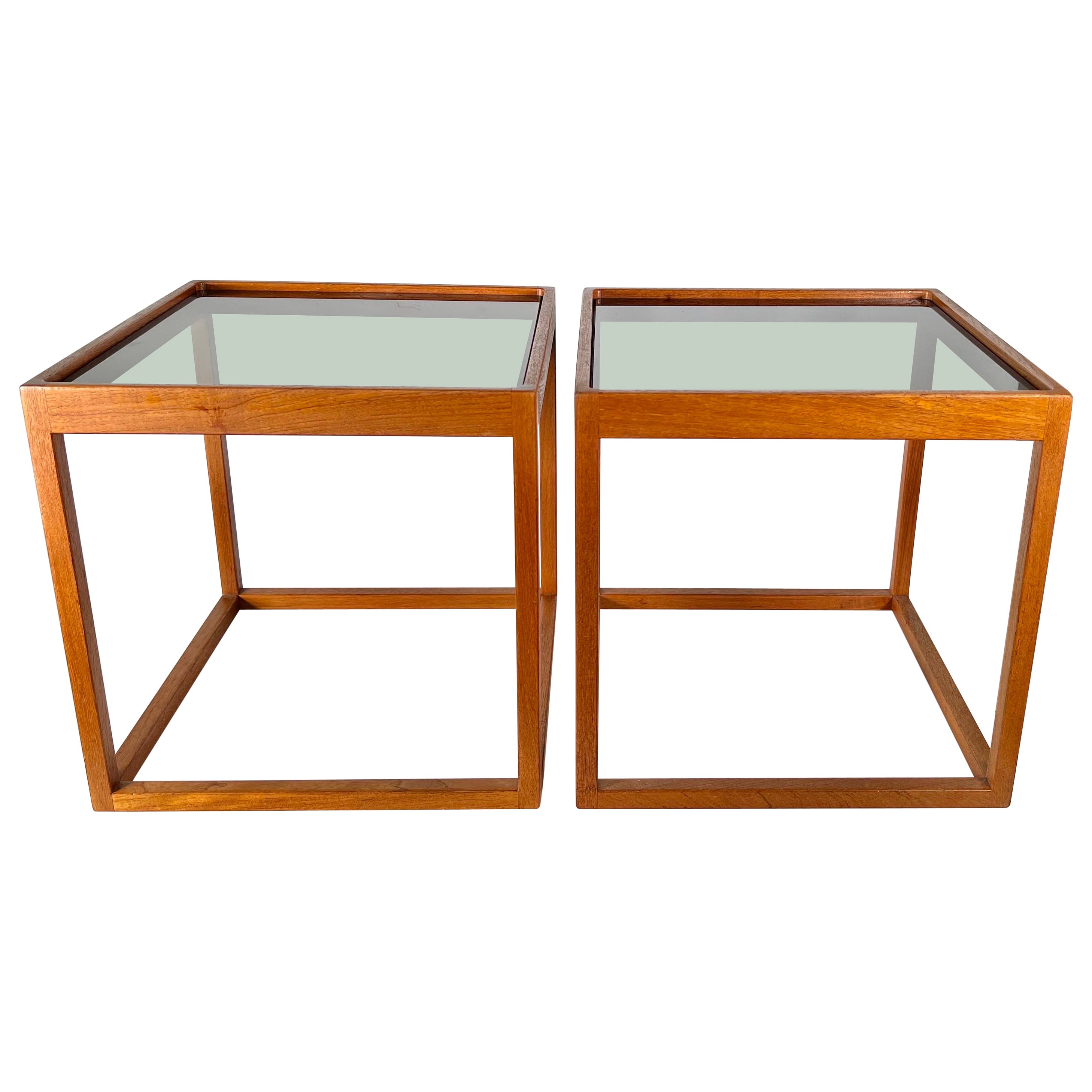 Mid Century Cube Side Tables by Kai Kristiansen, a Pair