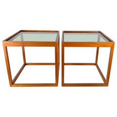 Mid Century Cube Side Tables by Kai Kristiansen, a Pair