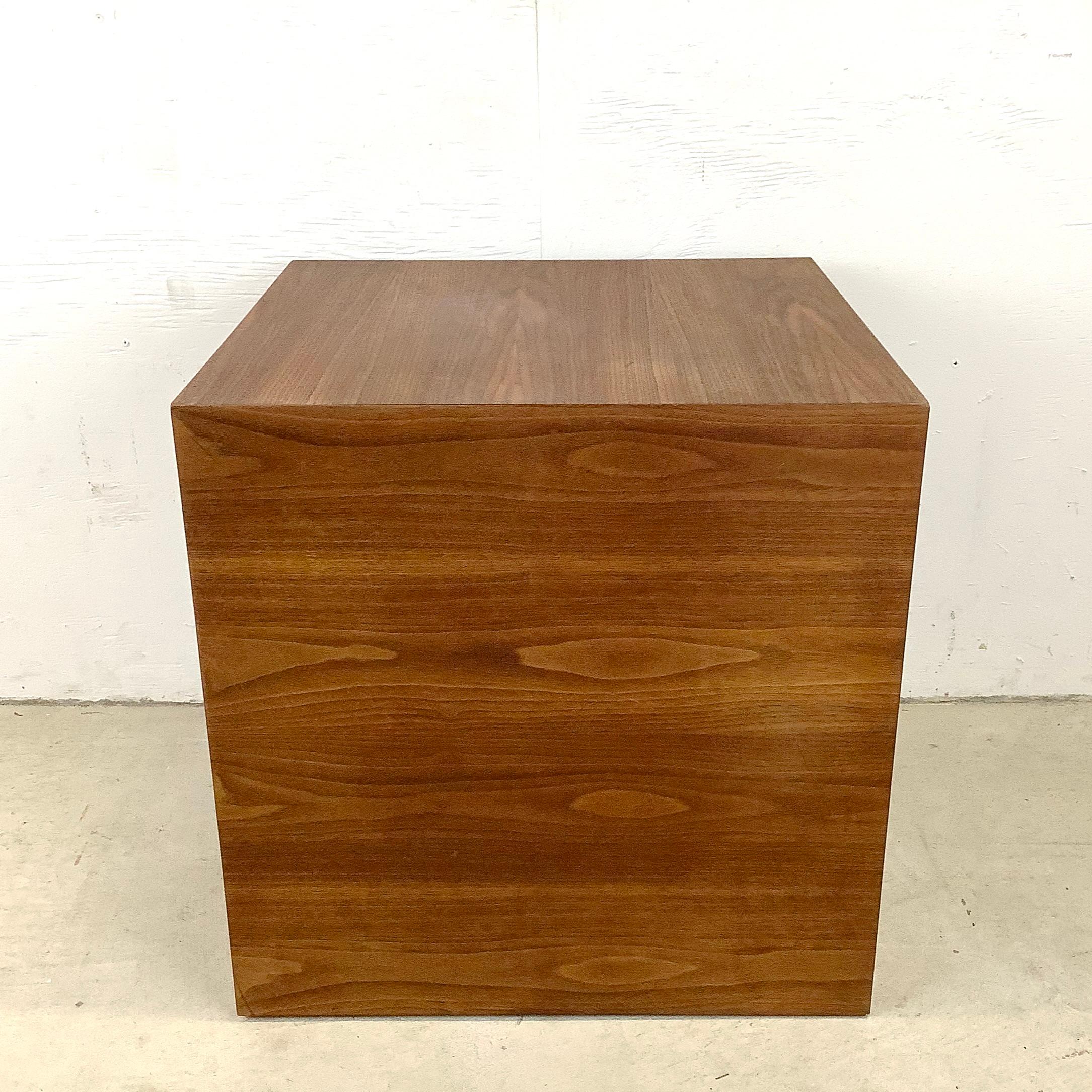 walnut cube side table