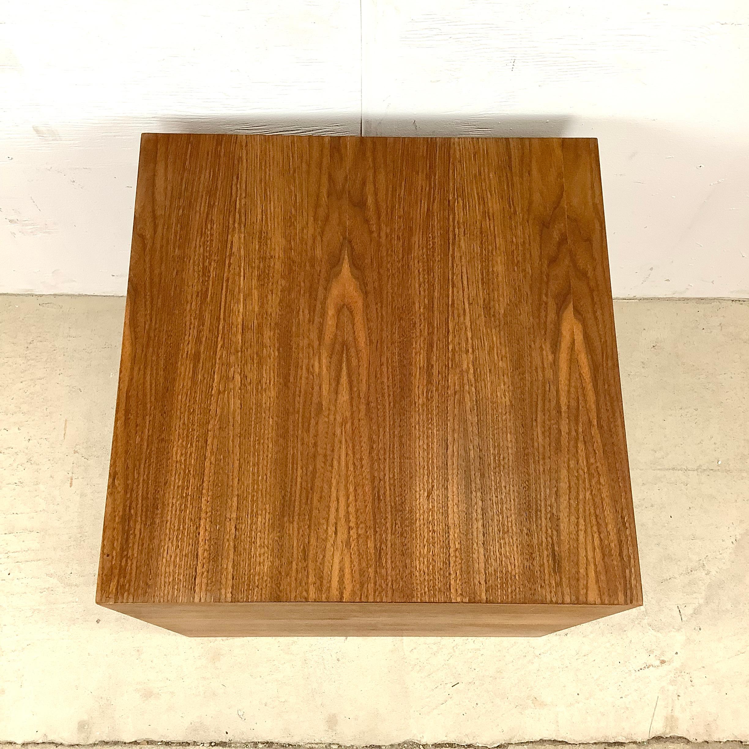 Mid-Century Modern Mid-Century Cube Walnut End Table