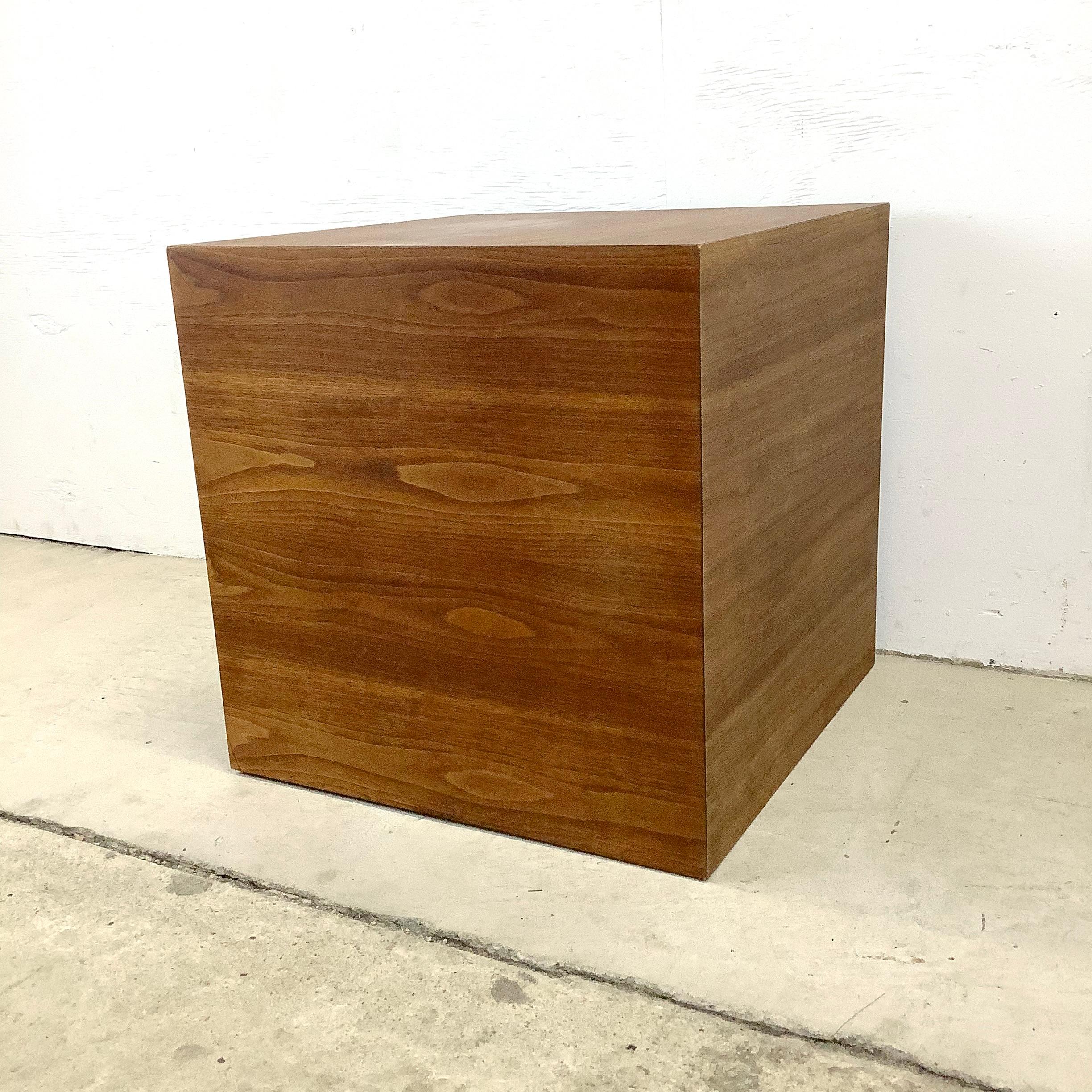Other Mid-Century Cube Walnut End Table