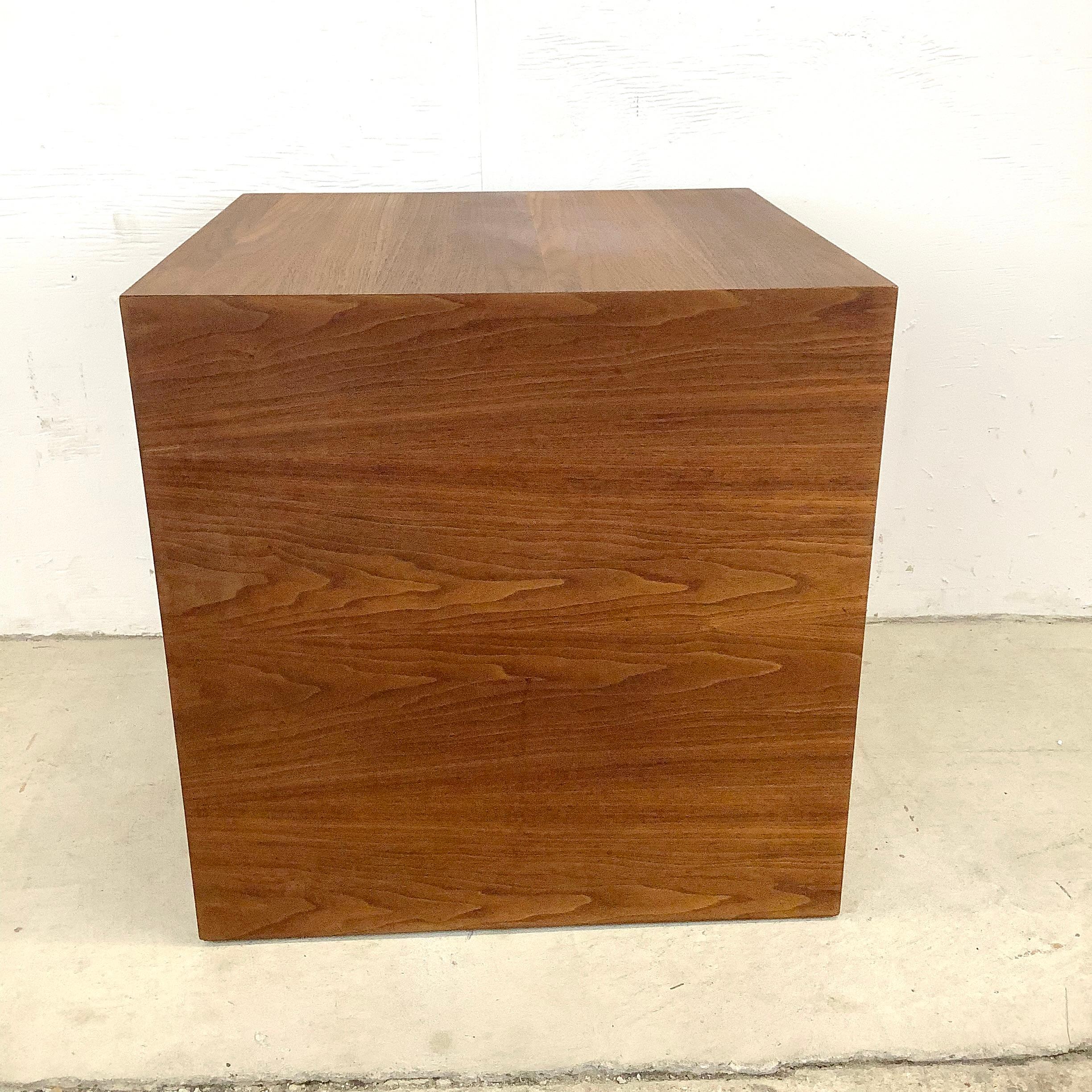 Mid-20th Century Mid-Century Cube Walnut End Table