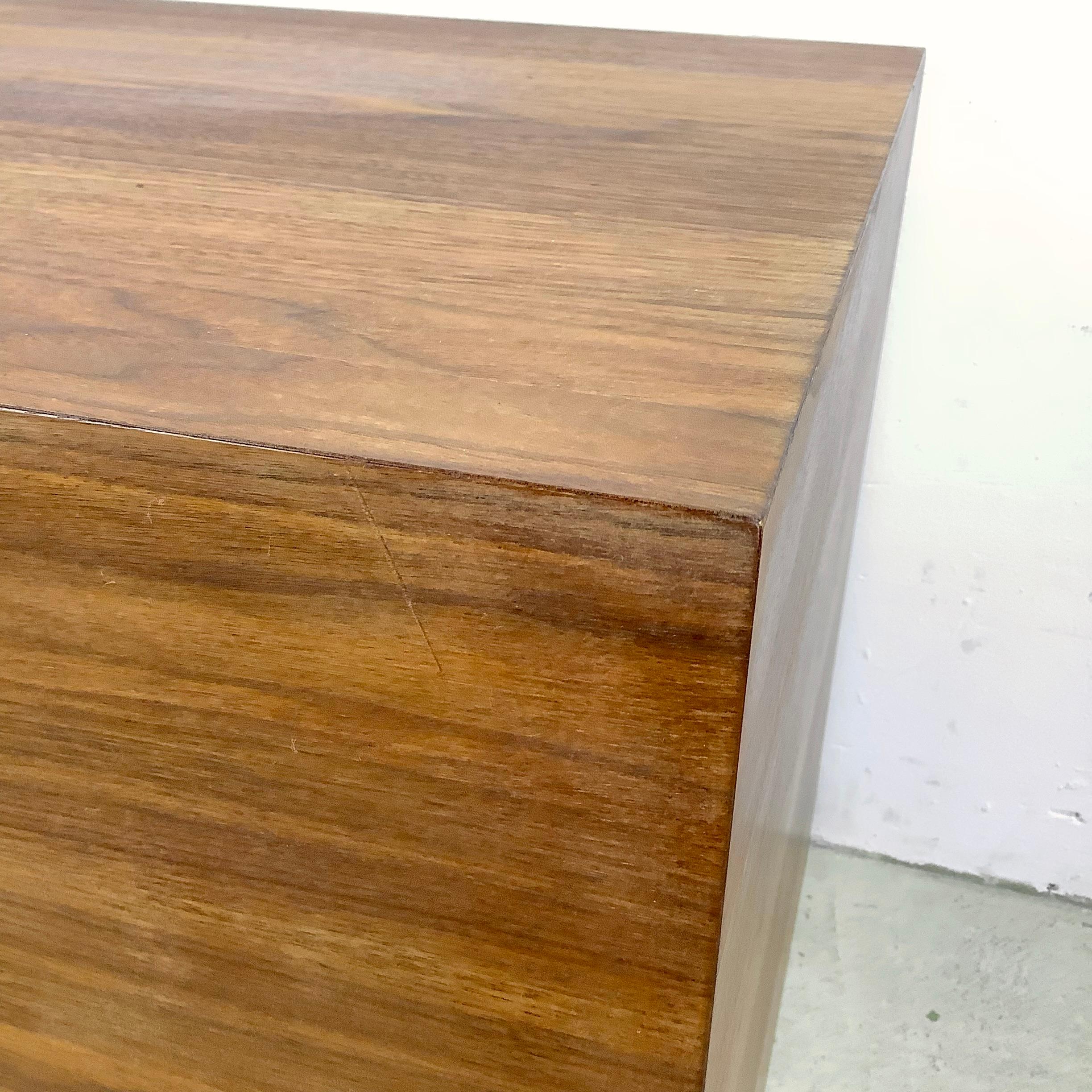 Wood Mid-Century Cube Walnut End Table