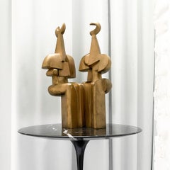 Mid-Century Cubist Bronze Sculpture Abstract, Att, Straesser / henry moore style