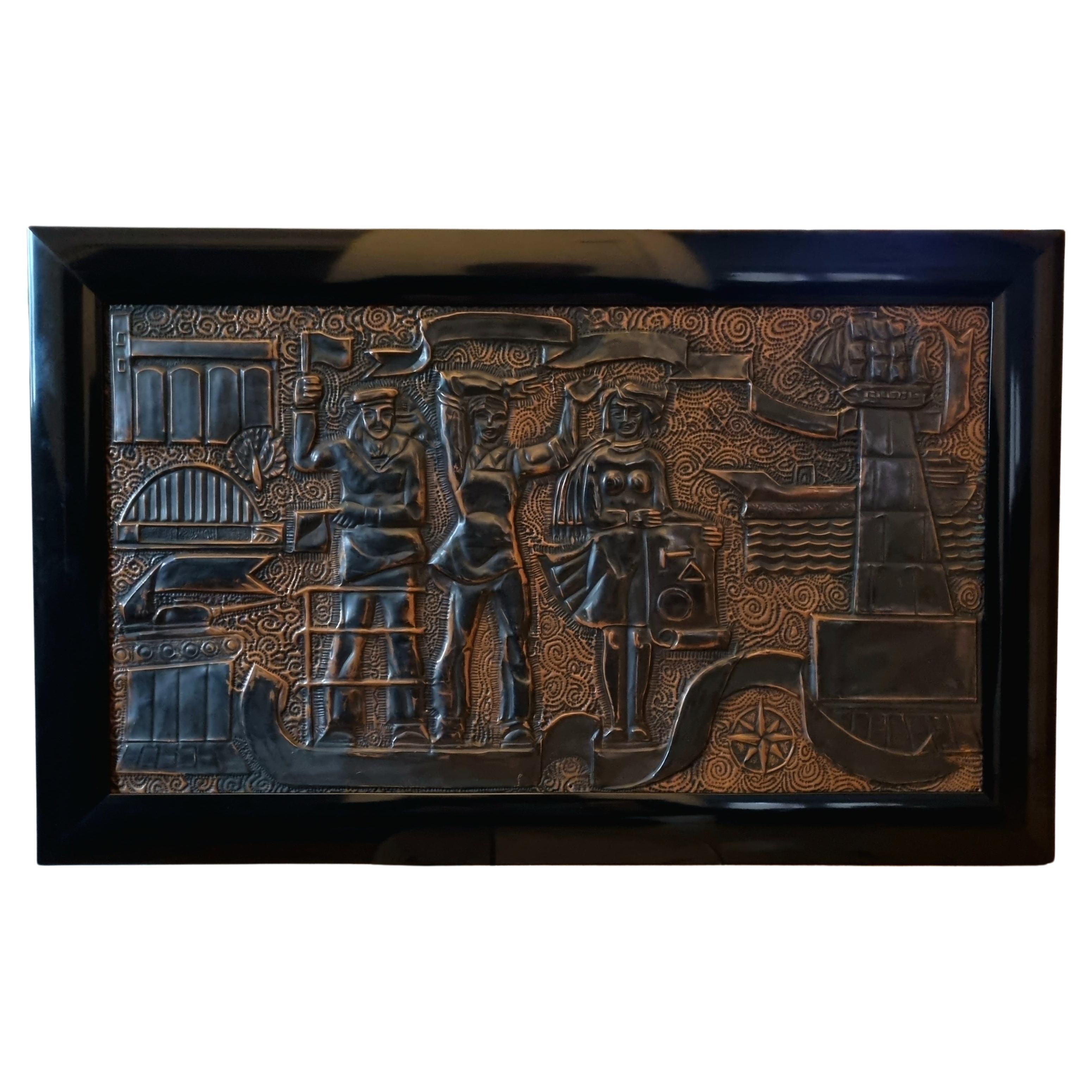 Mid Century Cubist Copper Artwork ( Wall Art ) For Sale