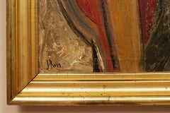 Kubistische Figur aus der Mitte des Jahrhunderts auf Leinwand von John Ross (1921-2017)