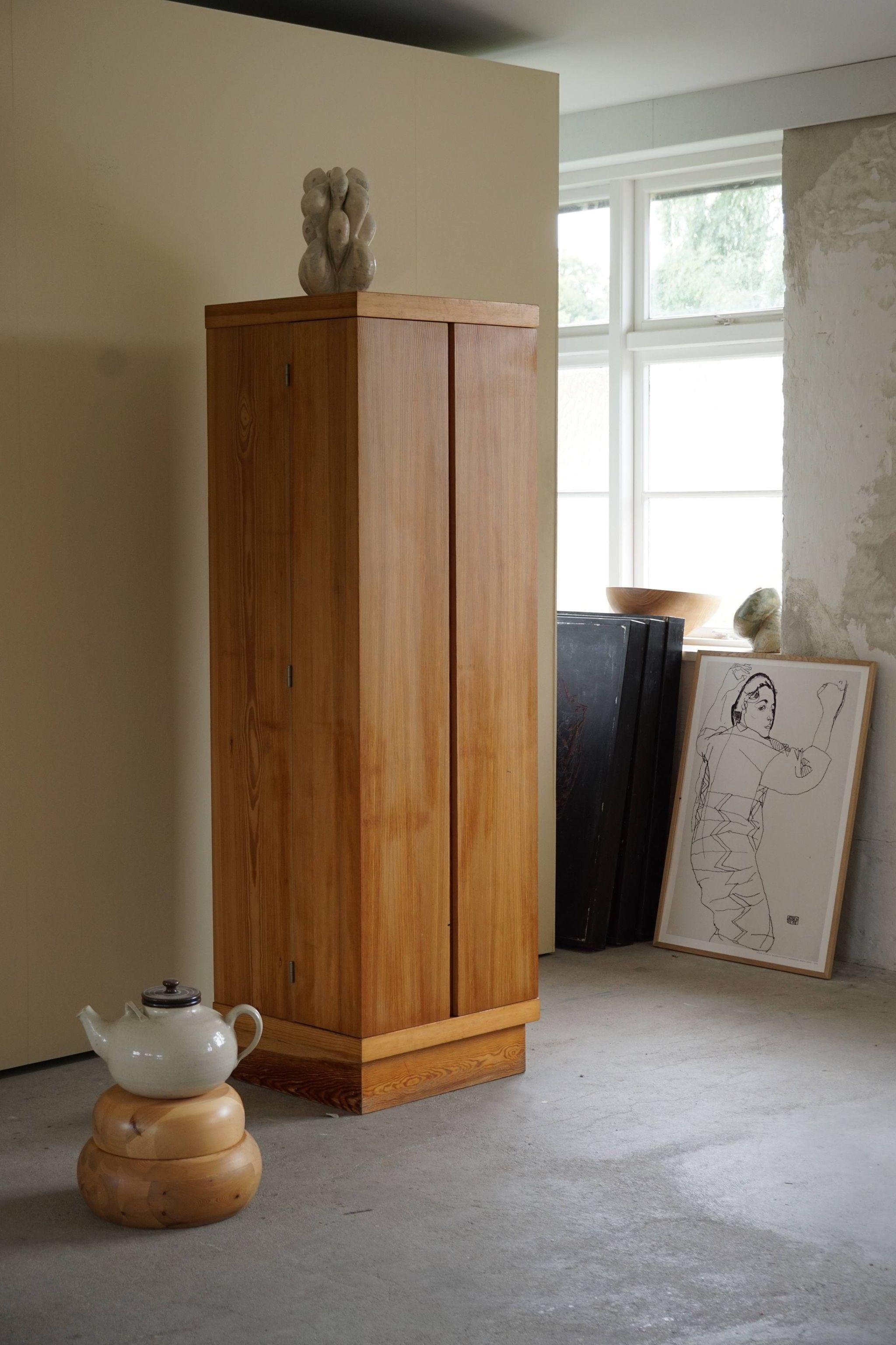 Mid Century Cubist Shoe Cabinet in Pine, Made by a Danish Cabinetmaker, 1980s 2