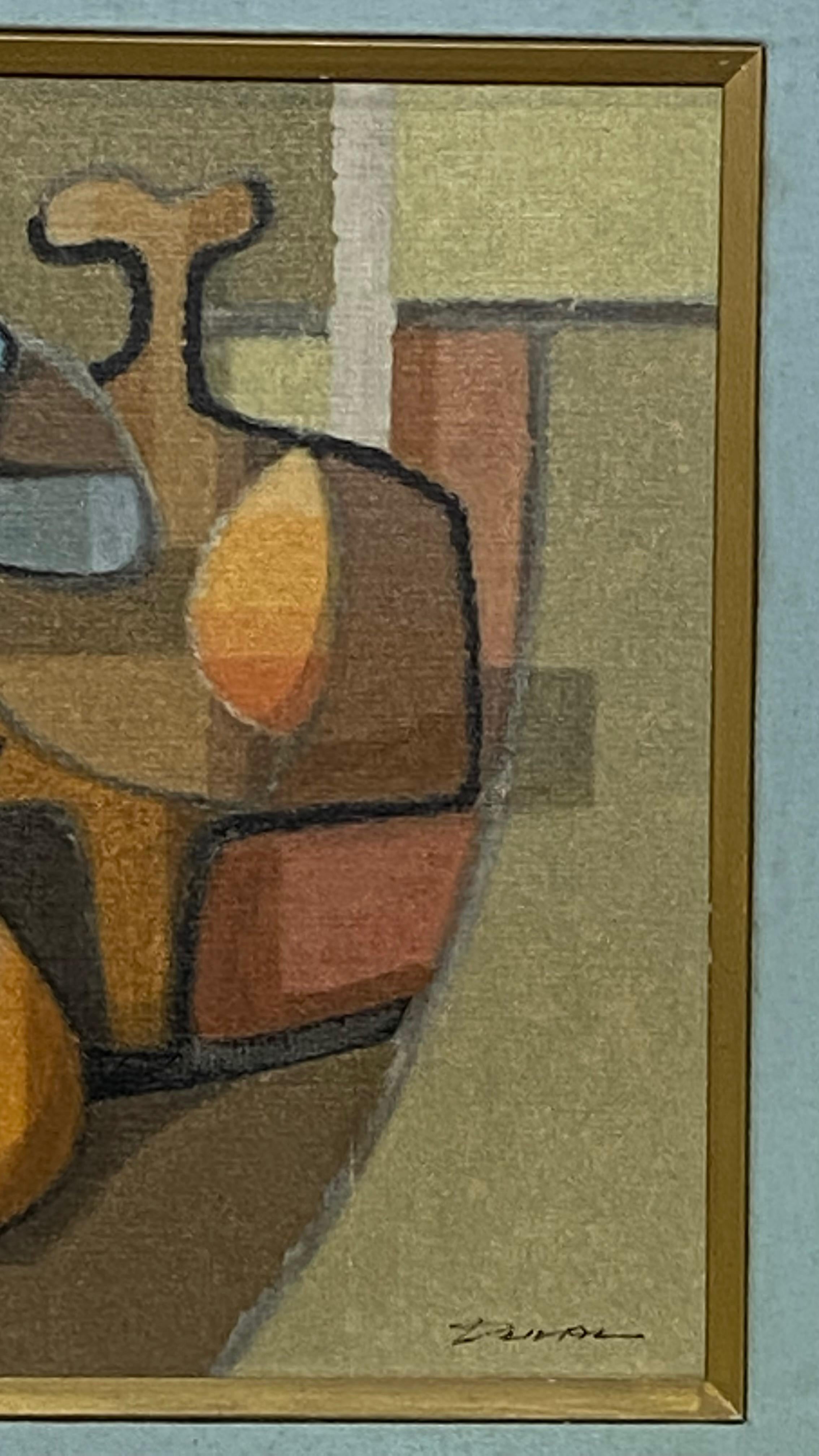 20th Century Mid Century Cubist Still Life Oil Painting, California / Bay Area Artist 1950's