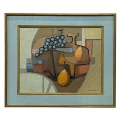 Mid Century Cubist Still Life Oil Painting, California / Bay Area Artist 1950's