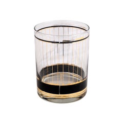 Midcentury Culver Ltd. Black & 24-Karat Gold Striped Cocktail Glasses, Set of 6