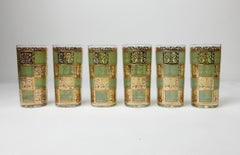 Mid-Century Culver Ltd. Prado Gold Leaf Bar Hi-Ball Glass Set