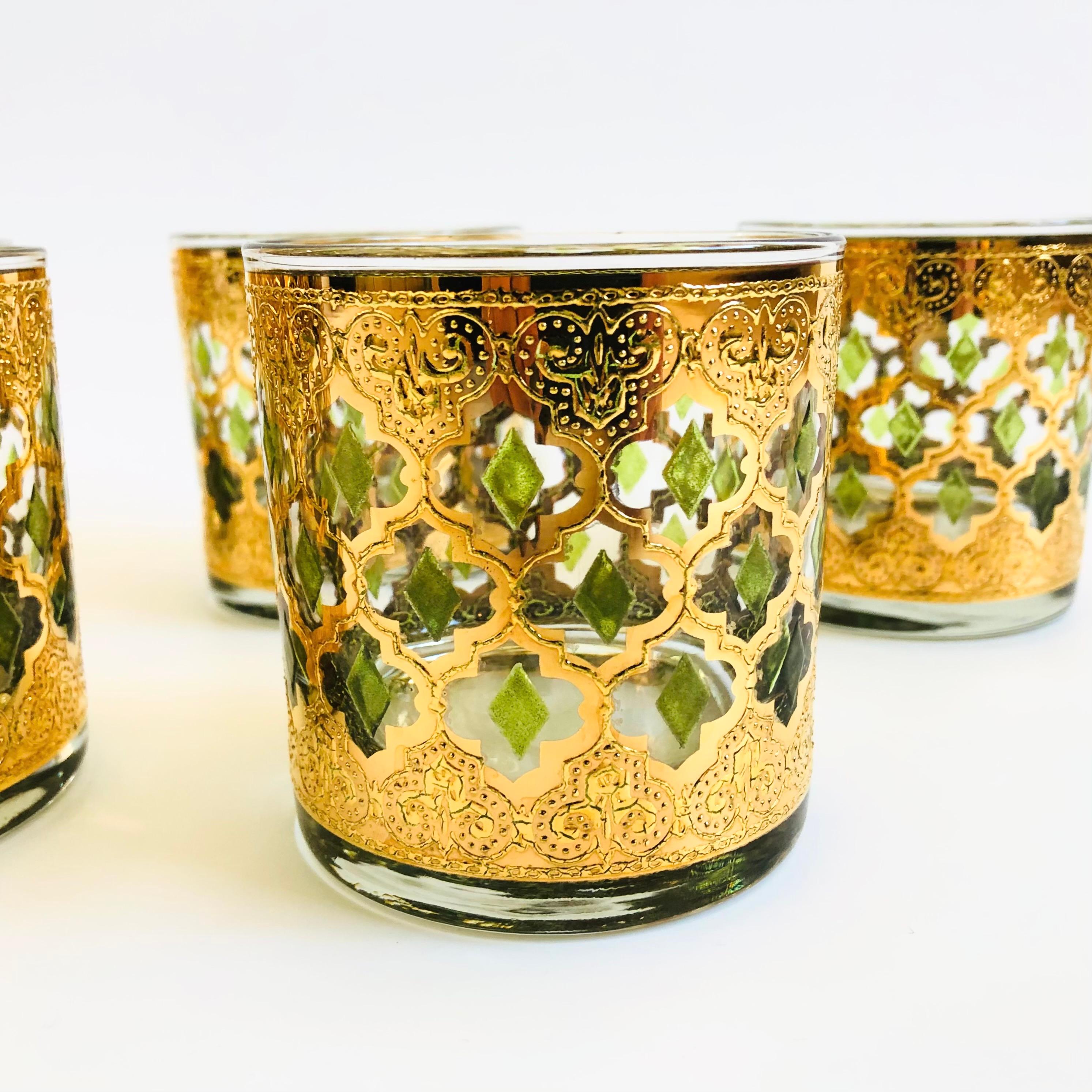 Hollywood Regency Mid Century Culver Valencia Cocktail Glasses - Set of 5