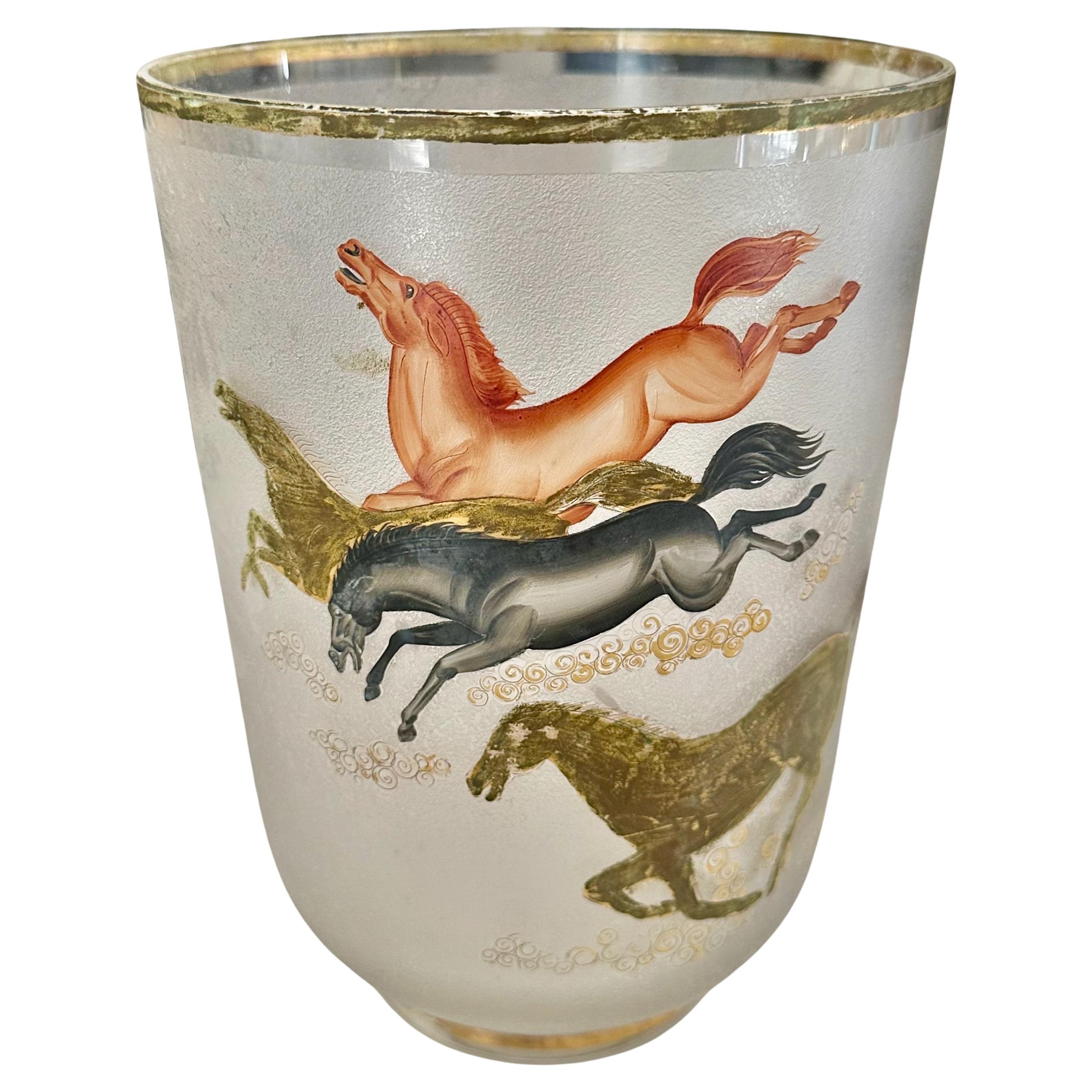 Mid-century Culver "Wild Horses" or "Ming" pattern Ice Bucket Cooler For Sale