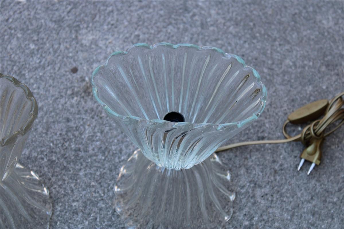 Milieu du XXe siècle Mid-century Cup Table Lamp Barovier Murano Glass Made in Italy 1950s en vente