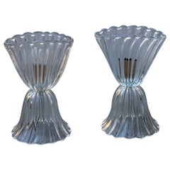 Mid-century Cup Table Lamp Barovier Murano Glass Made in Italy 1950s
